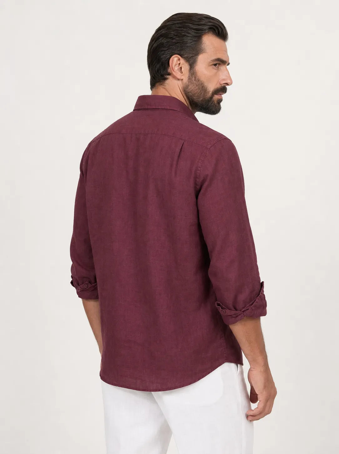 Leonina Linen Shirt — Burgundy