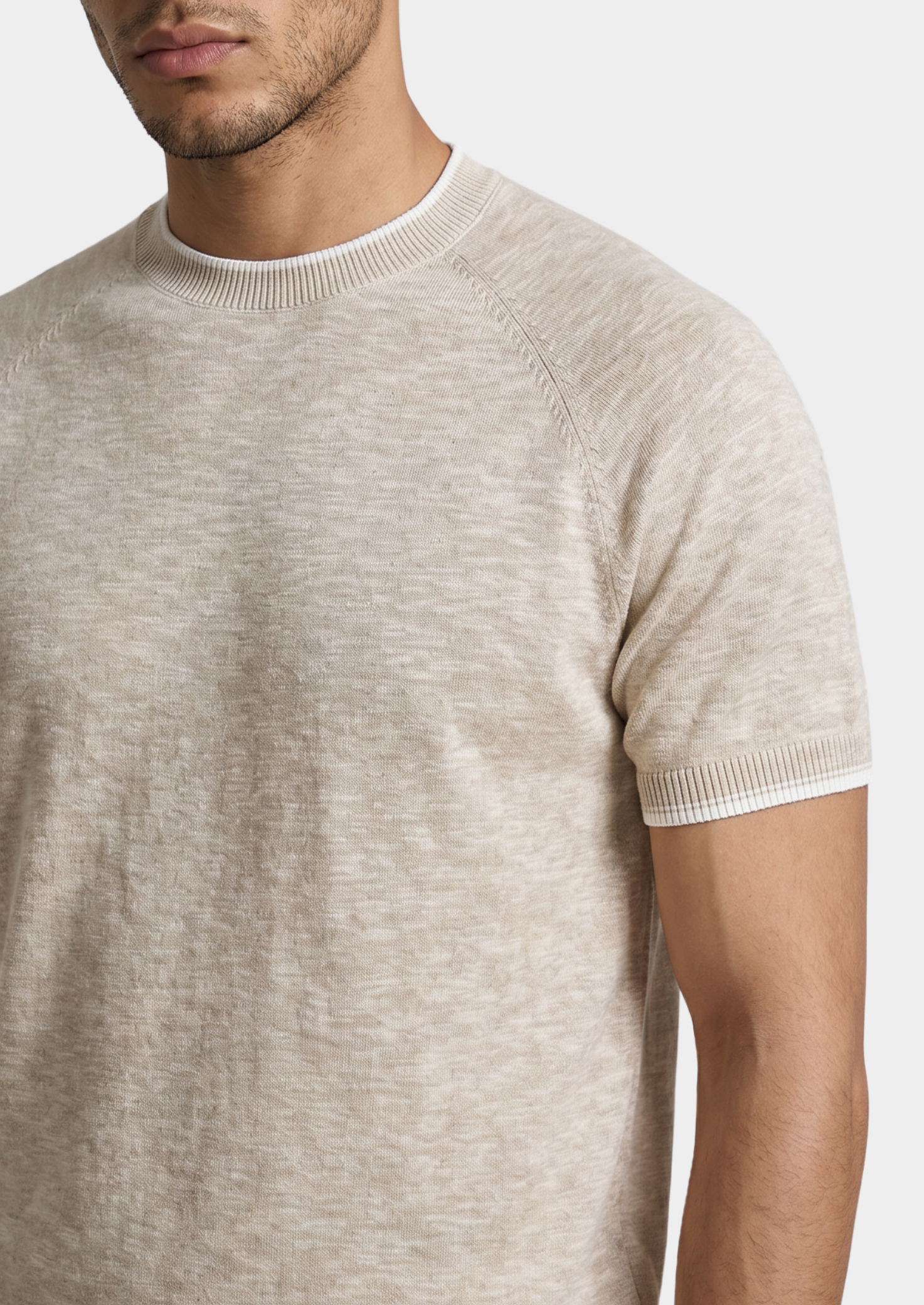 Camiseta Capri Linho Contraste Bege