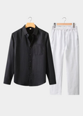 CONJUNTO DOLCEVITA MANGA LONGA VERÃO - PRETO/BRANCO