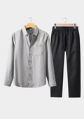 CONJUNTO DE VERÃO MANGA LONGA DOLCEVITA - Cinza/Preto