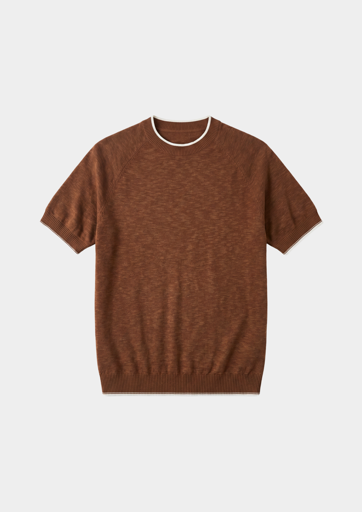Camiseta CAPRI Caramelo em Linho com Contraste