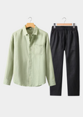 CONJUNTO DE VERÃO DOLCEVITA MANGA LONGA - VERDE MENTA/PRETO