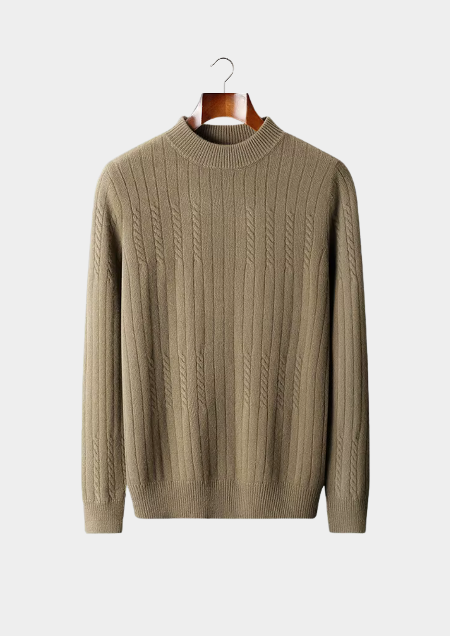 Mockneck Canelado em Lã Merino Extra-Fina Pura
