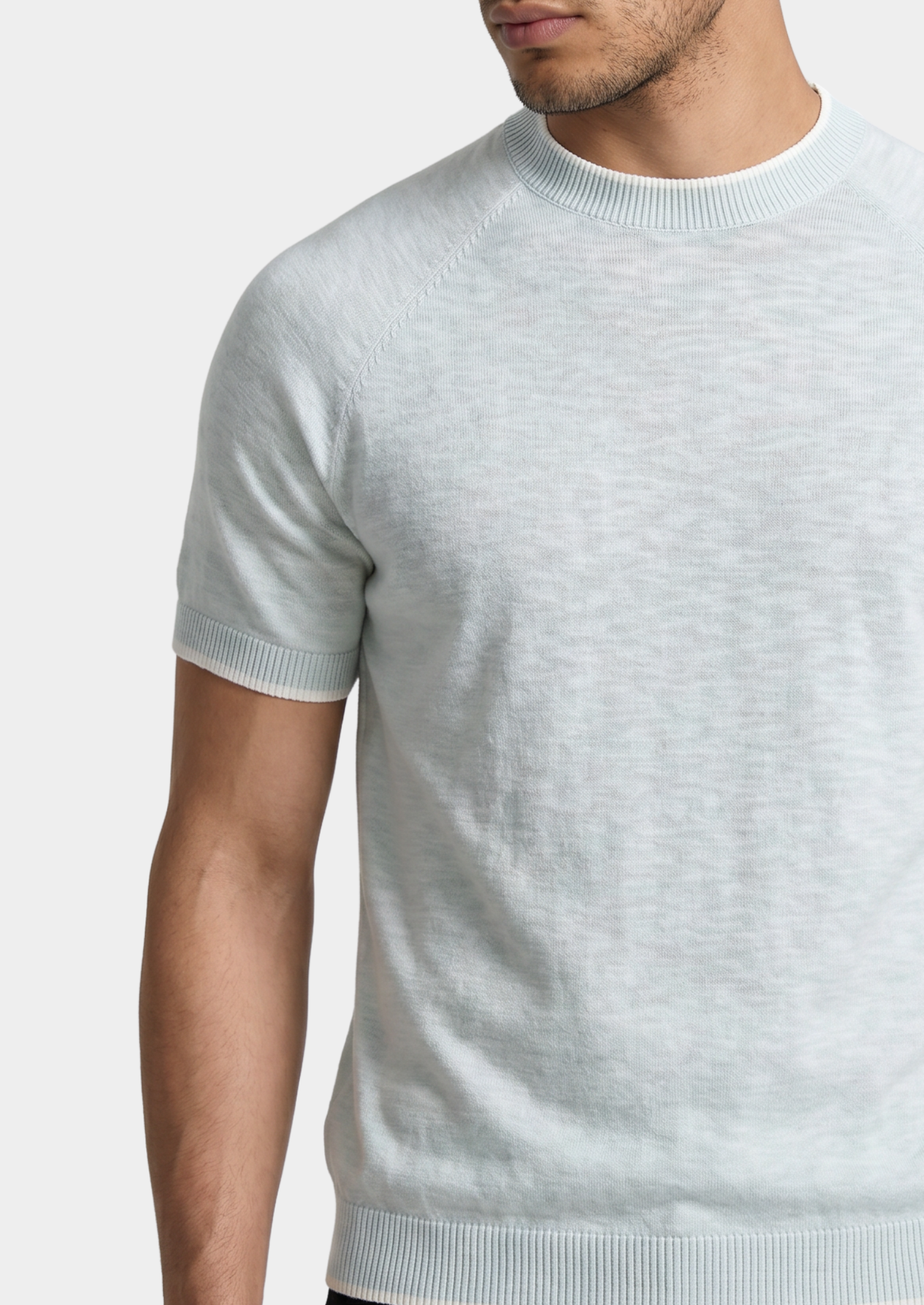 Camiseta Capri Linho Contraste Azul Gelo