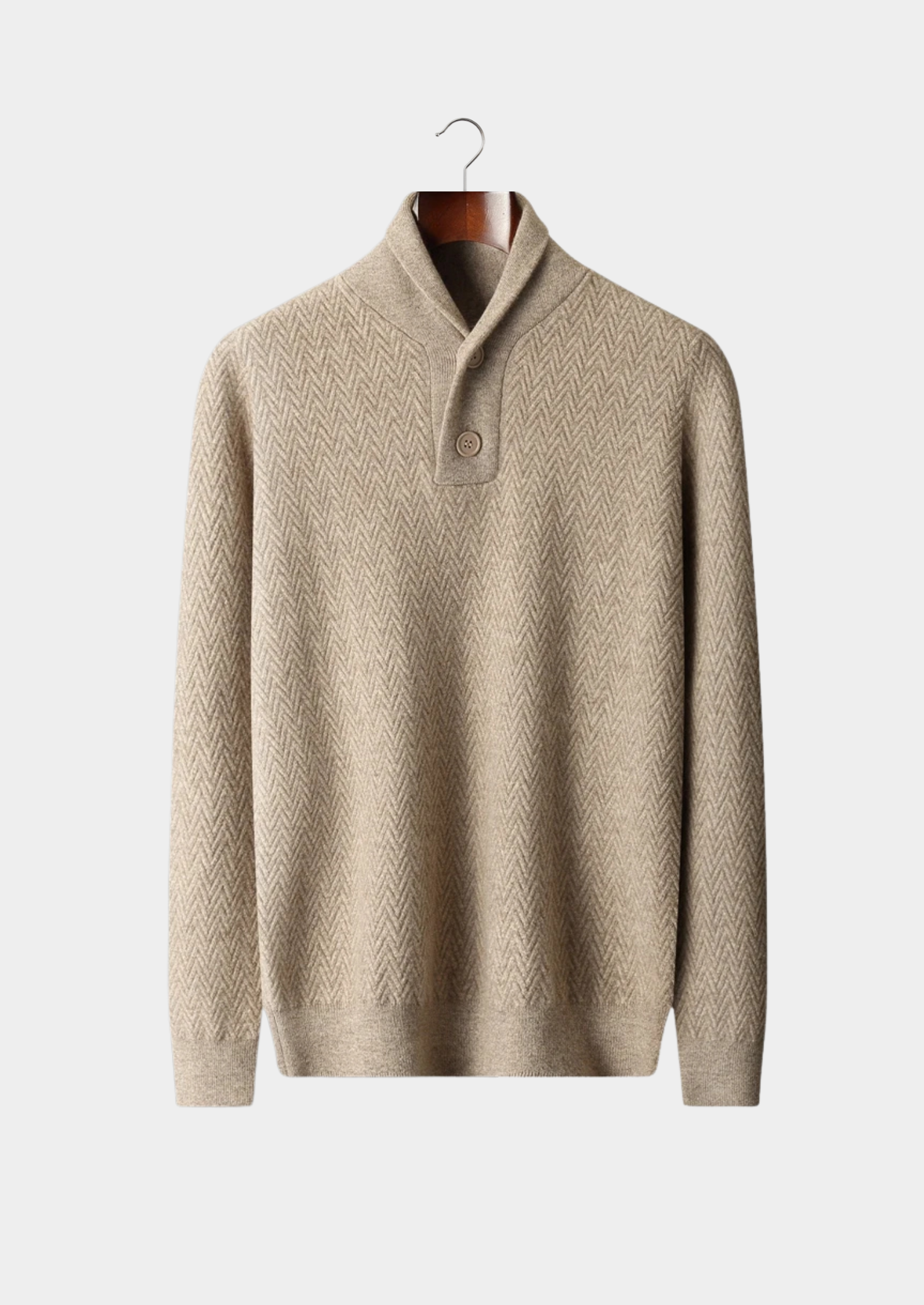 Suéter Premium em Cashmere com Botões e Padrão Zigue-Zague