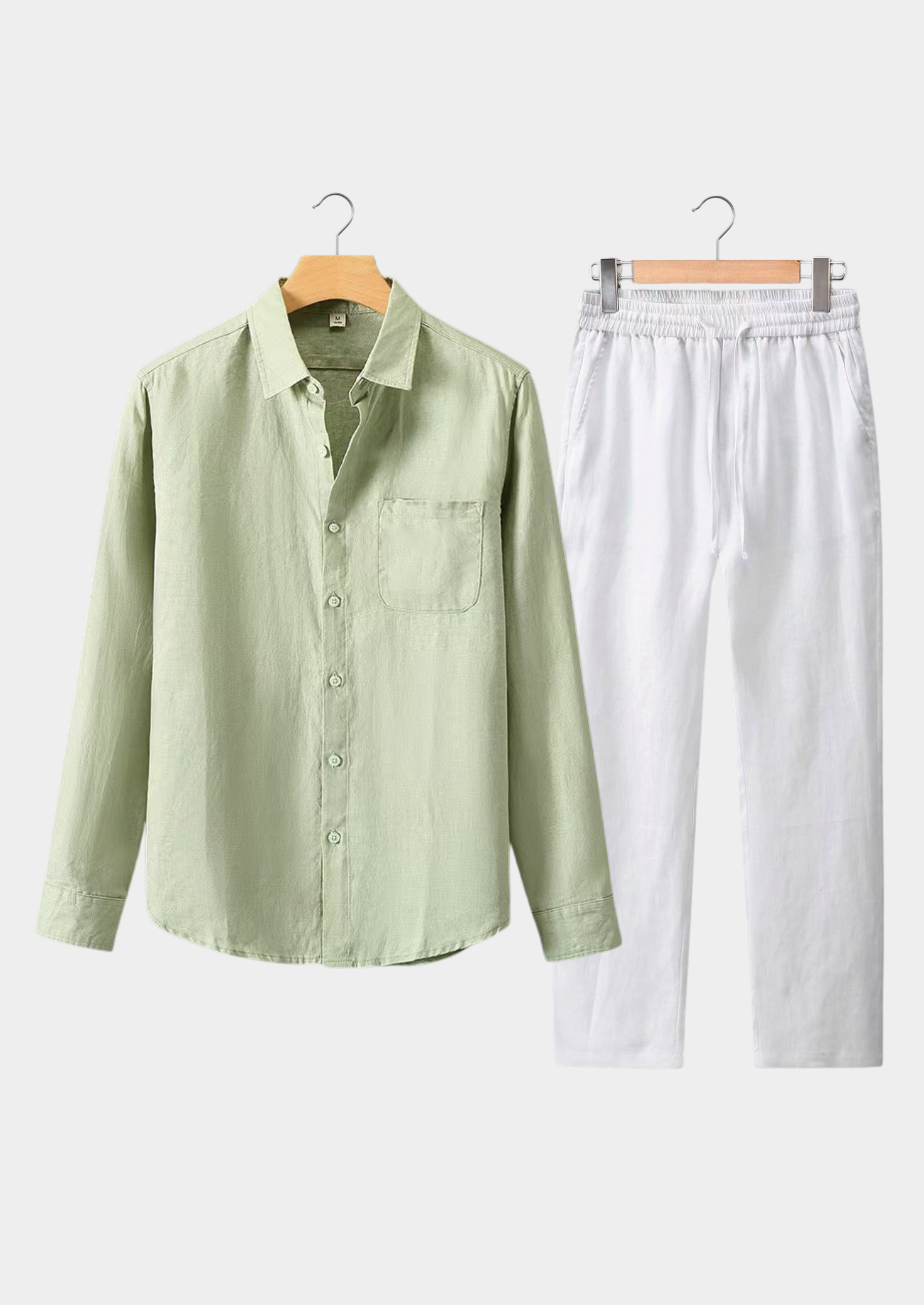CONJUNTO DE VERÃO DOLCEVITA MANGA LONGA - VERDE MENTA/BRANCO
