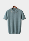 Polo Bicolor em Cashmere Premium Azul-Mar