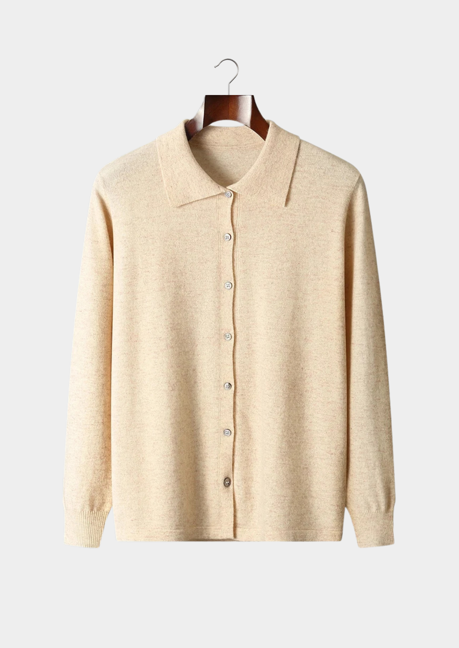 Cardigã Polo em Lã Merino Extrafina Pura