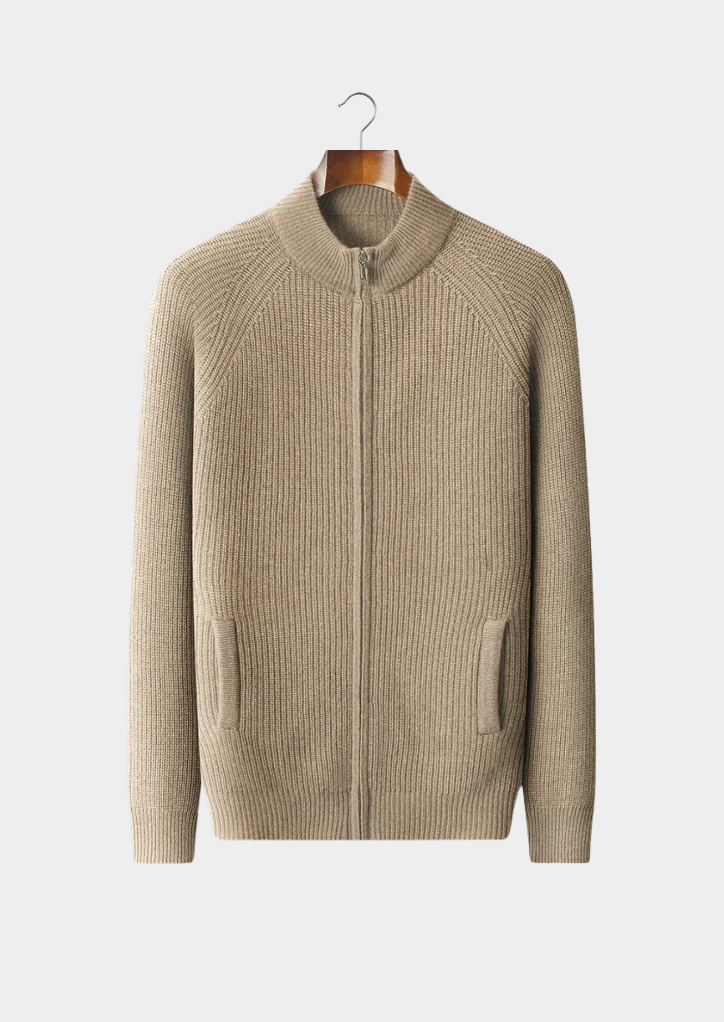 Cardigan Canelado em Caxemira Premium