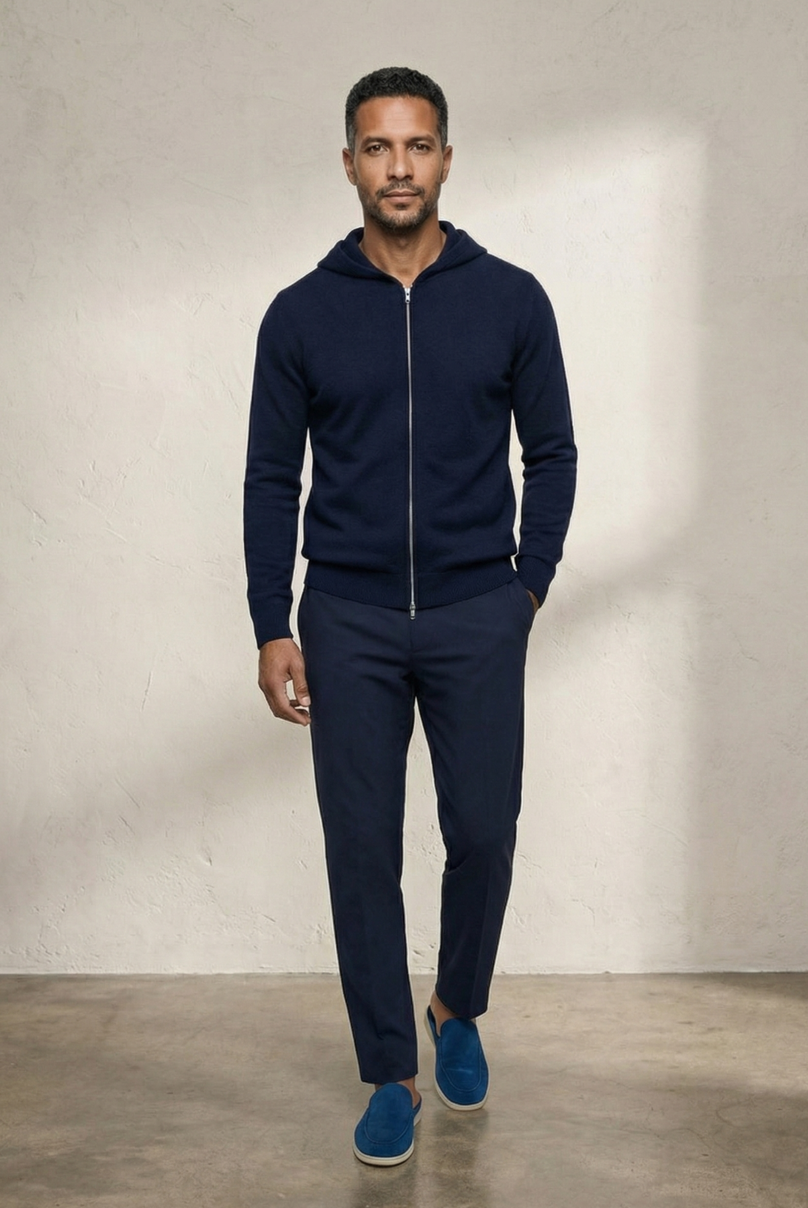 Colete Premium de Cashmere Azul-Marinho