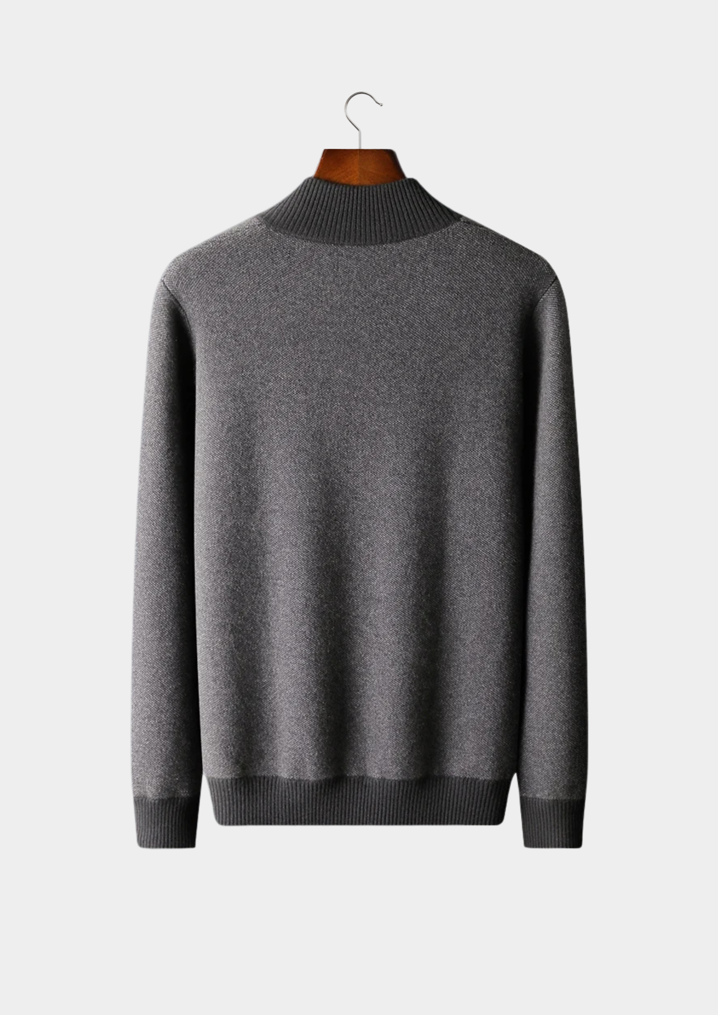 Cardigan com Zíper Jacquard em Caxemira Premium