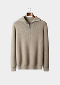 Suéter Premium em Cashmere Canelado com Meio Zíper
