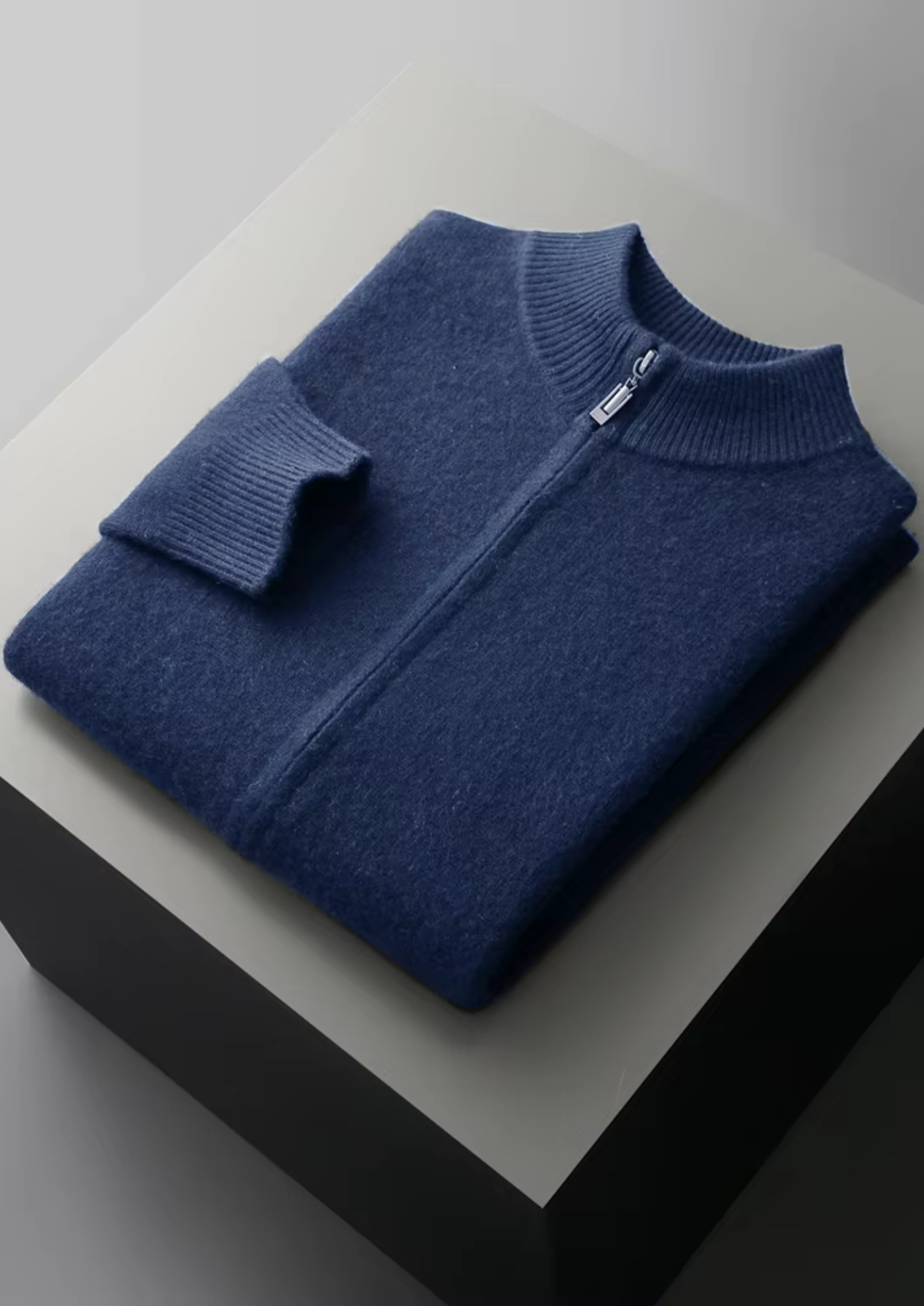 Cardigan com Zíper em Lã Merino Extrafina Pura