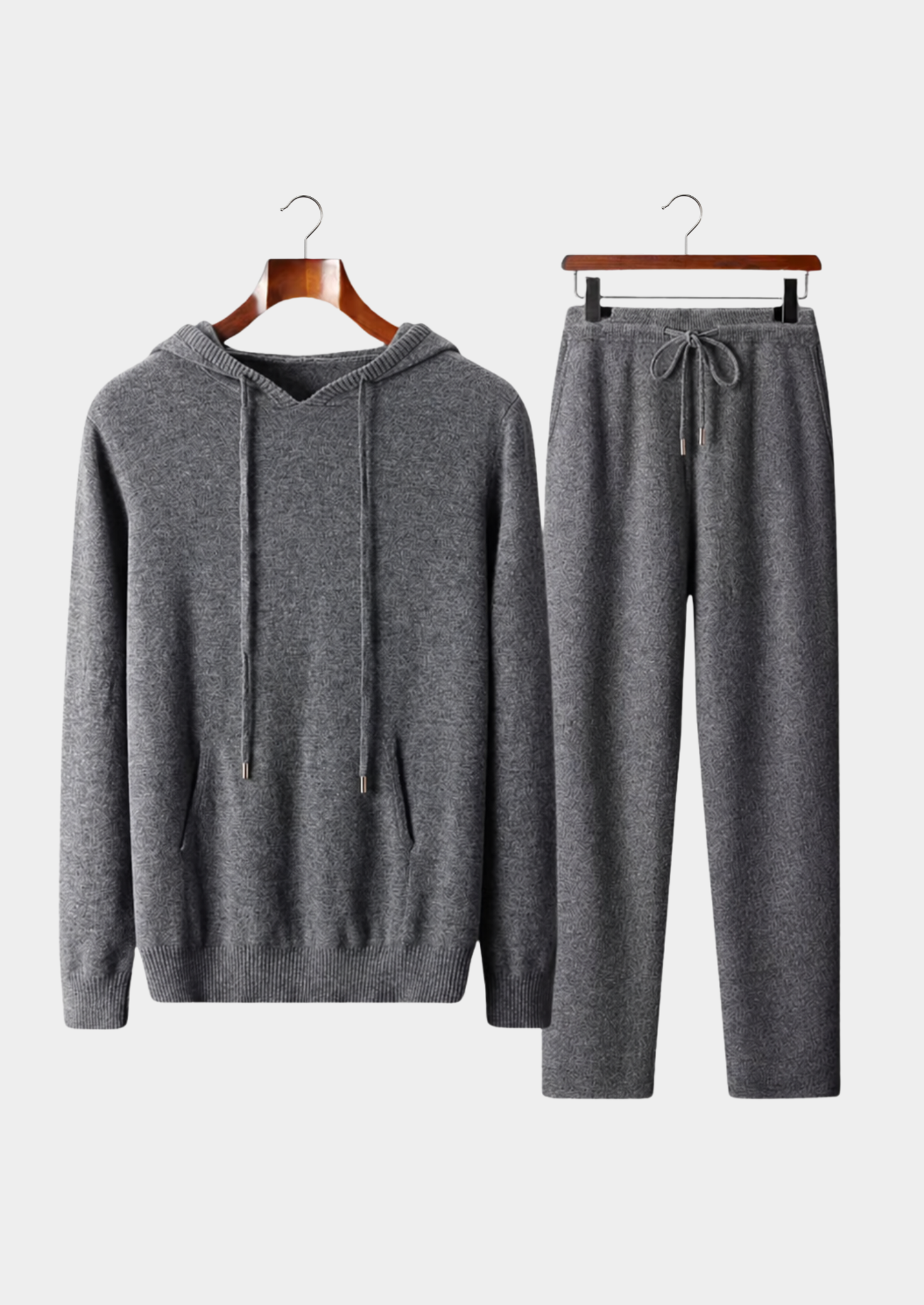CONJUNTO SAVRO EM LÃ MERINO PURA EXTRAFINA CINZA ESCURO