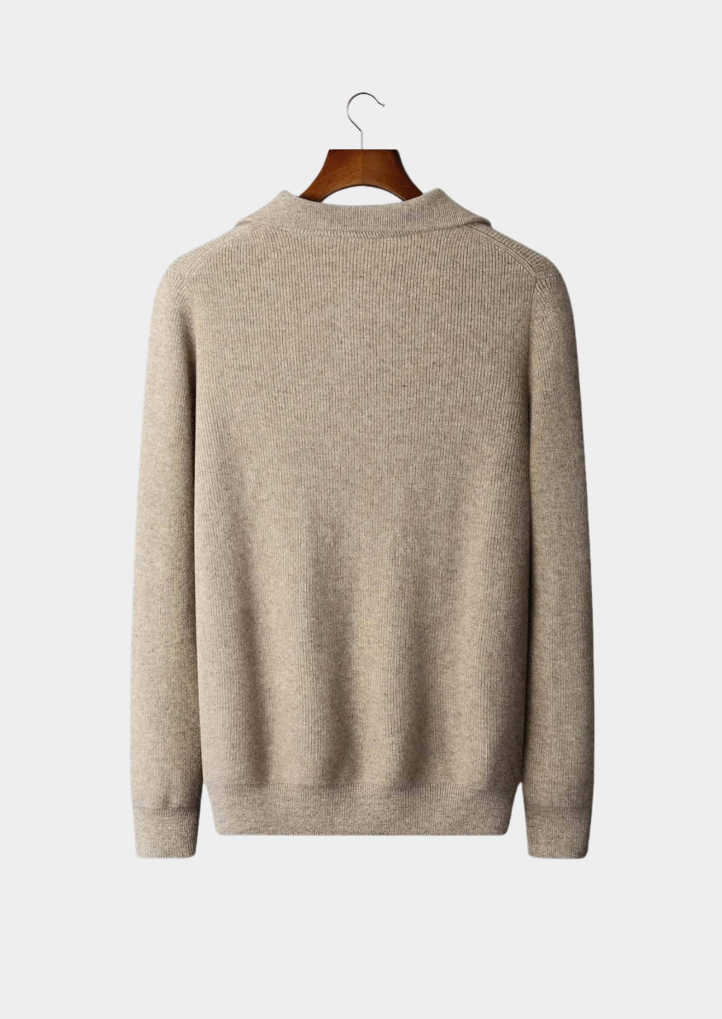 Suéter Premium em Cashmere Canelado com Meio Zíper