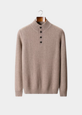Suéter Henley Canelado em Lã Merino Extrafina