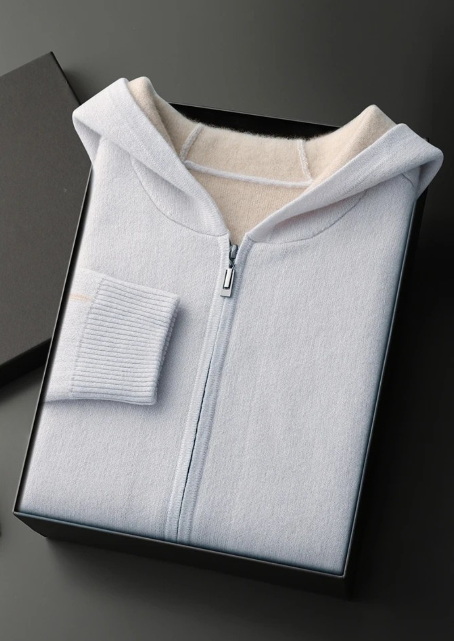 Moletom com Zíper Bicolor em Cashmere Premium