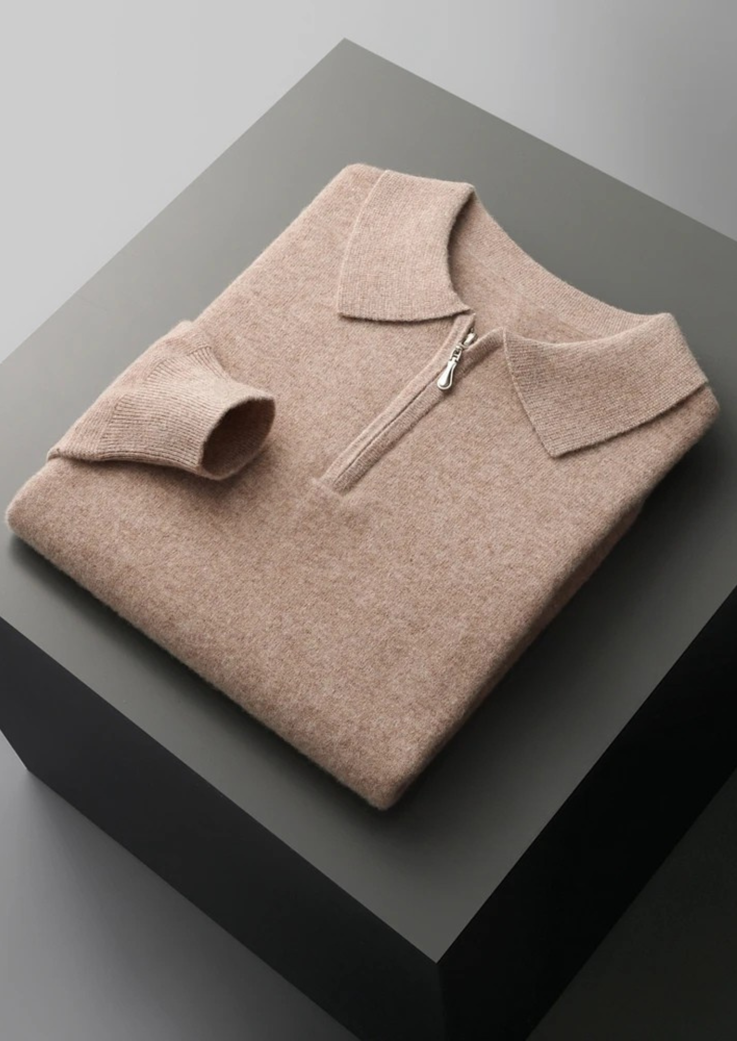Polo Meio Zíper em Lã Merino Extrafina Pura