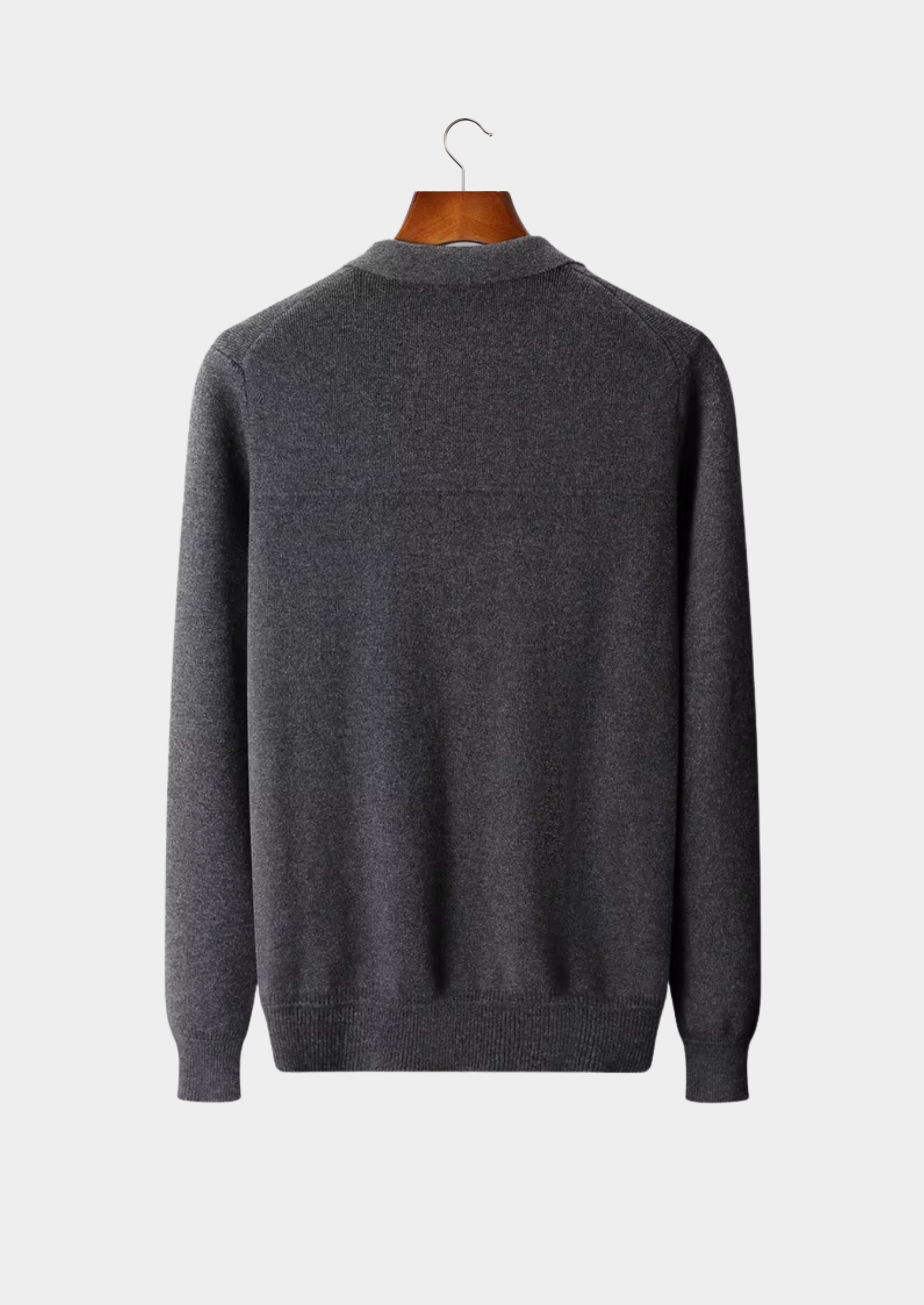 Cardigan Polo Canelado em Lã Merino Extrafina