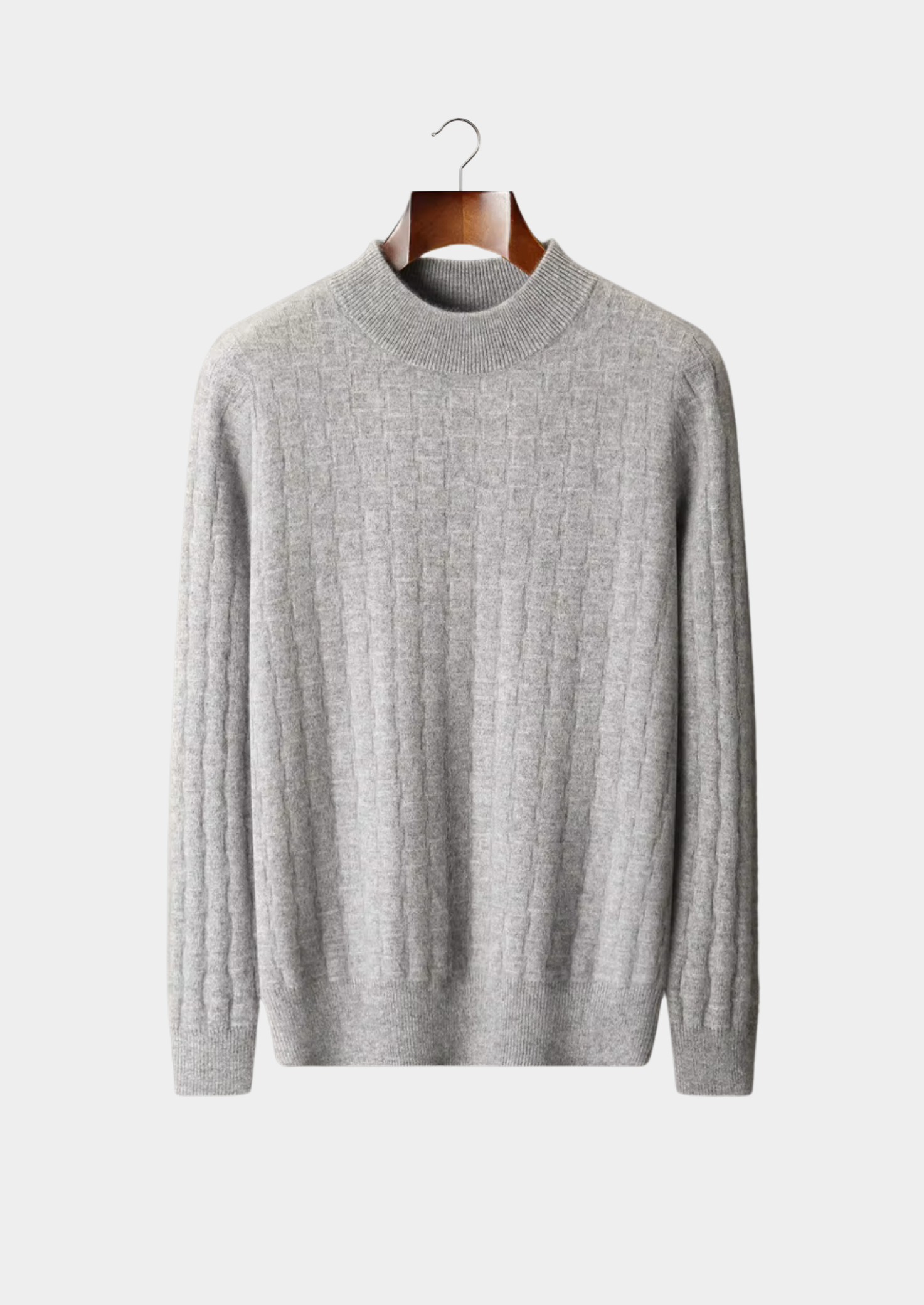 Suéter Gola Alta Texturizado em Lã Merino Extrafina