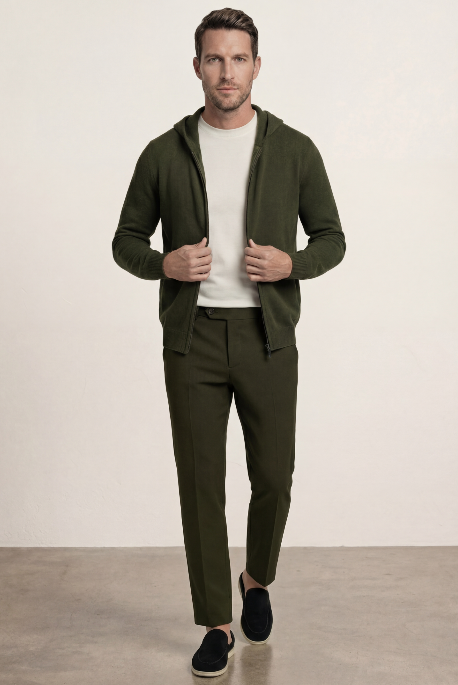 Colete Premium de Cashmere Verde-Oliva