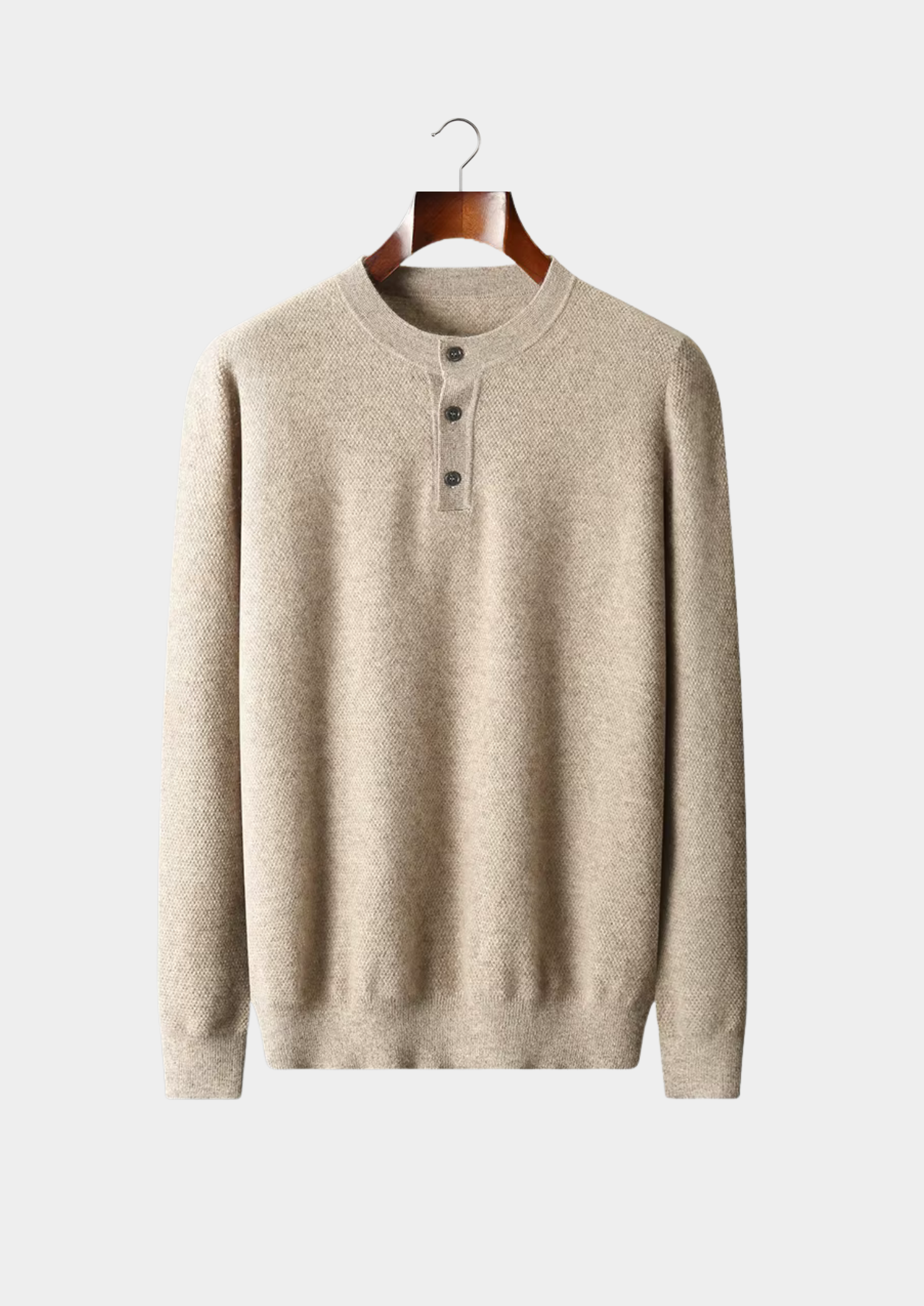 Suéter Henley Clássico em Cashmere Premium