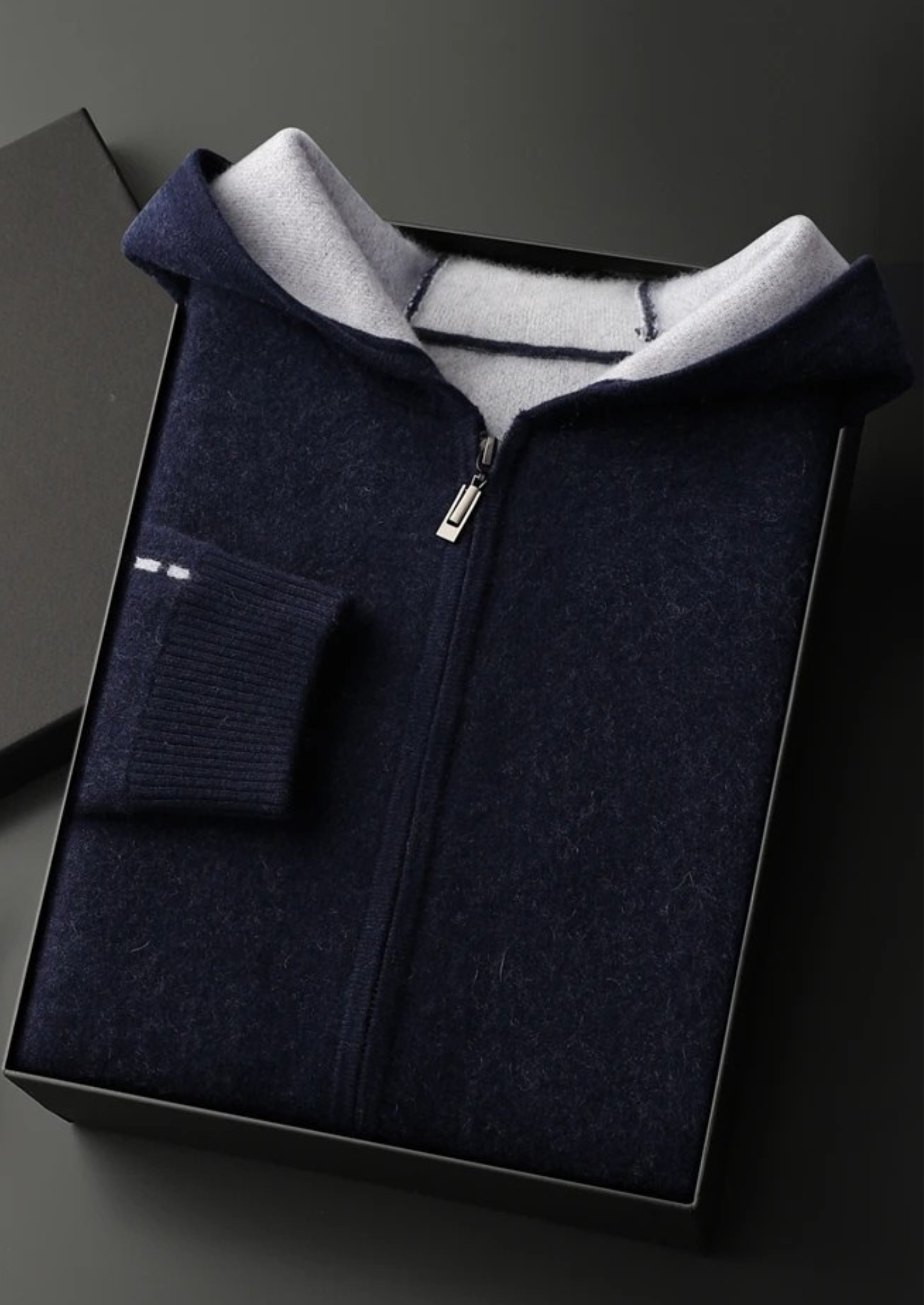 Moletom com Zíper Bicolor em Cashmere Premium
