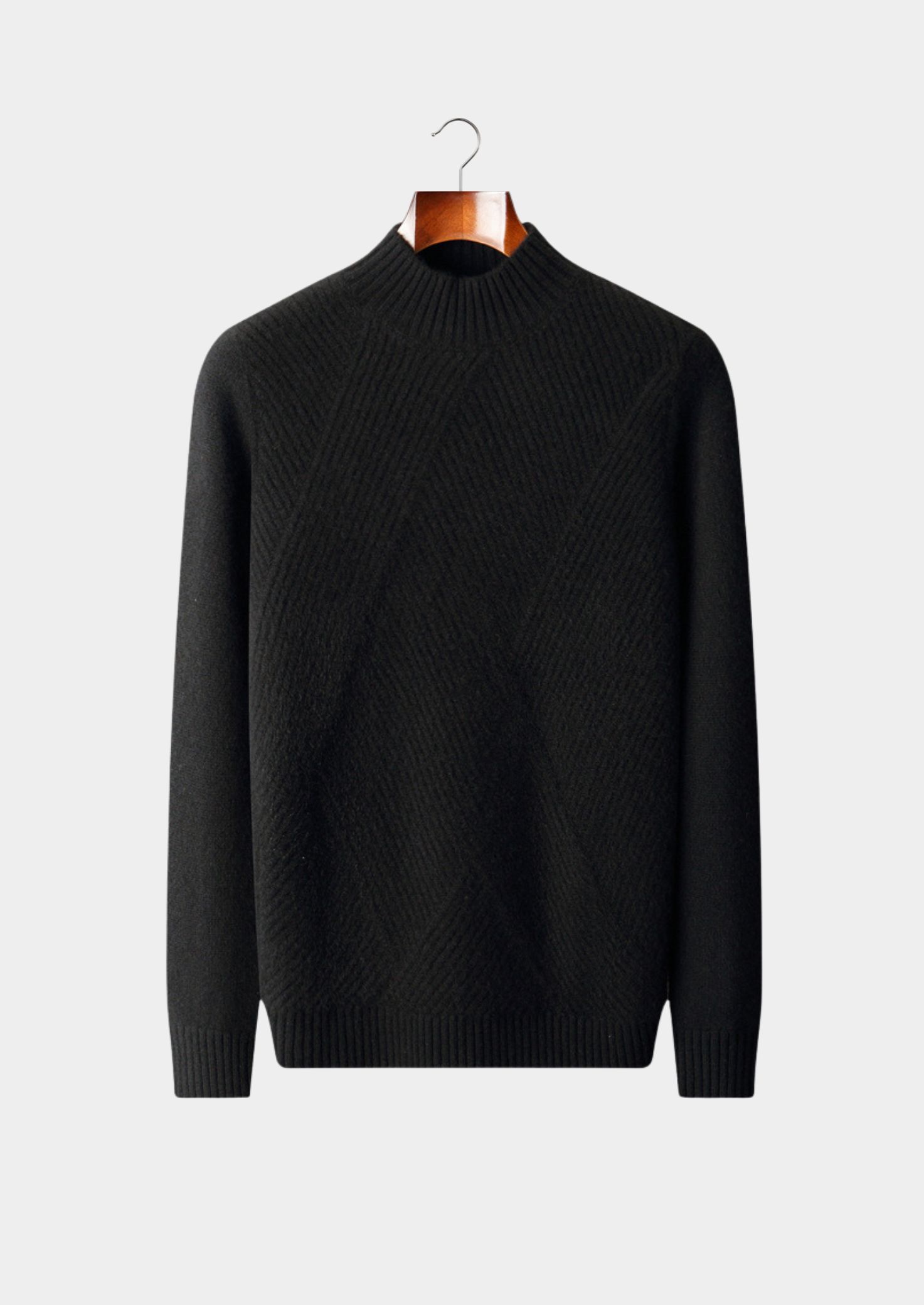Suéter Gola Alta Estampado Puro Cashmere Preto