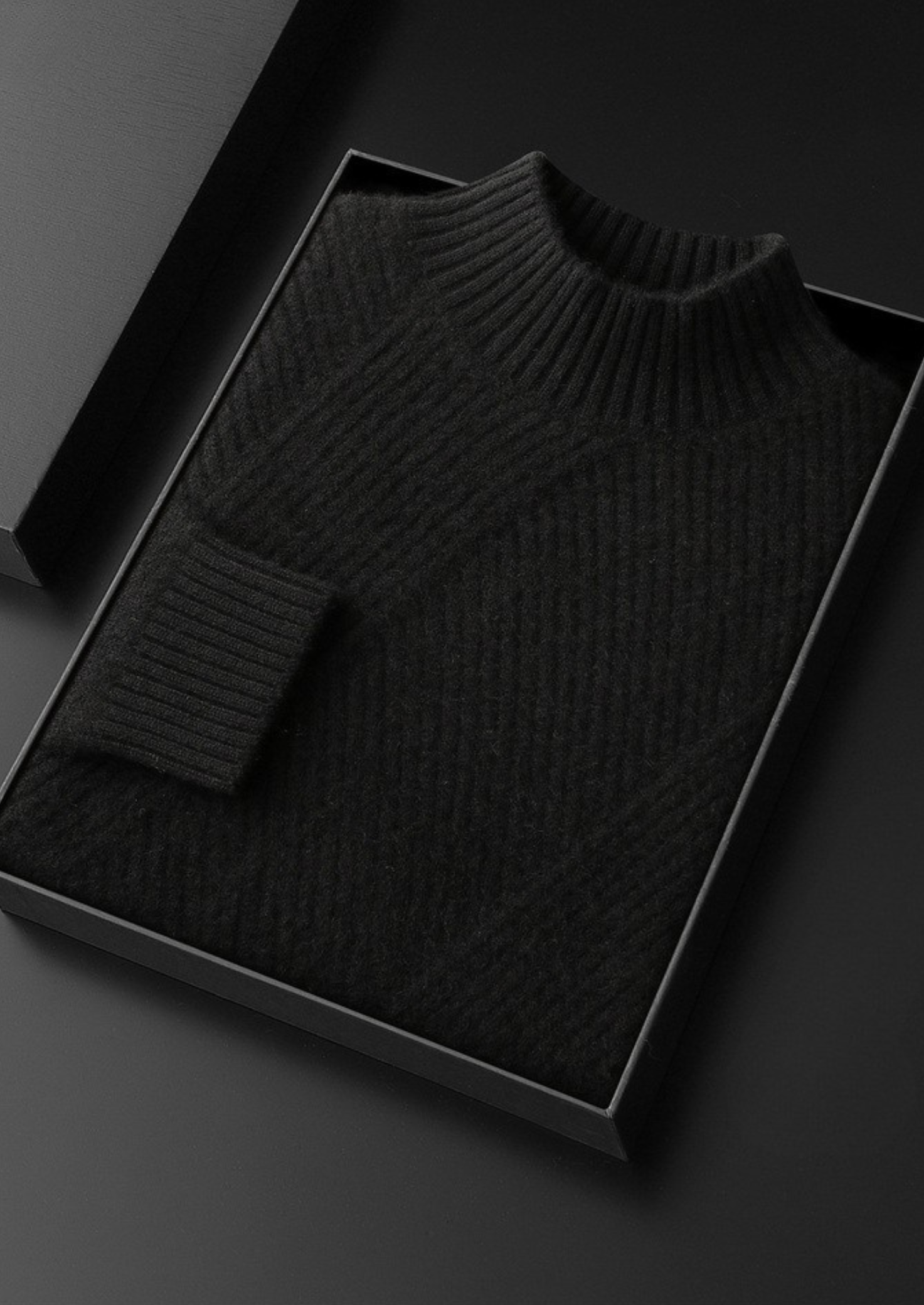 Suéter Gola Alta Estampado Puro Cashmere Preto