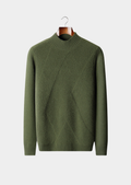 Suéter Gola Alta Estampado Puro Cashmere Verde Oliva