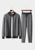 Conjunto Herringbone Cinza em Lã Merino Extrafina Pura