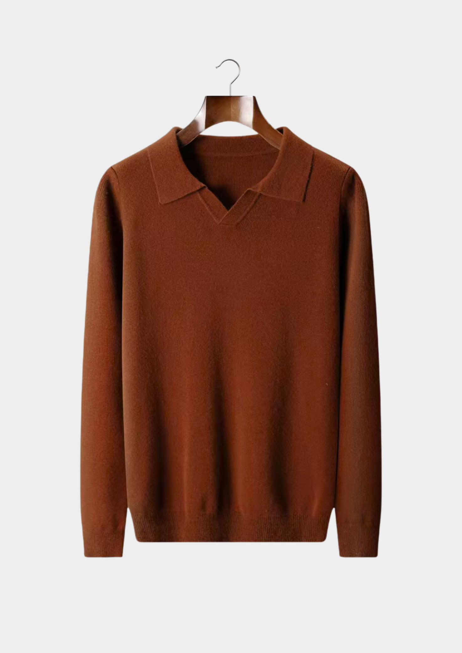 Polo Canelada Sem Botões em Lã Merino Extrafina Pura