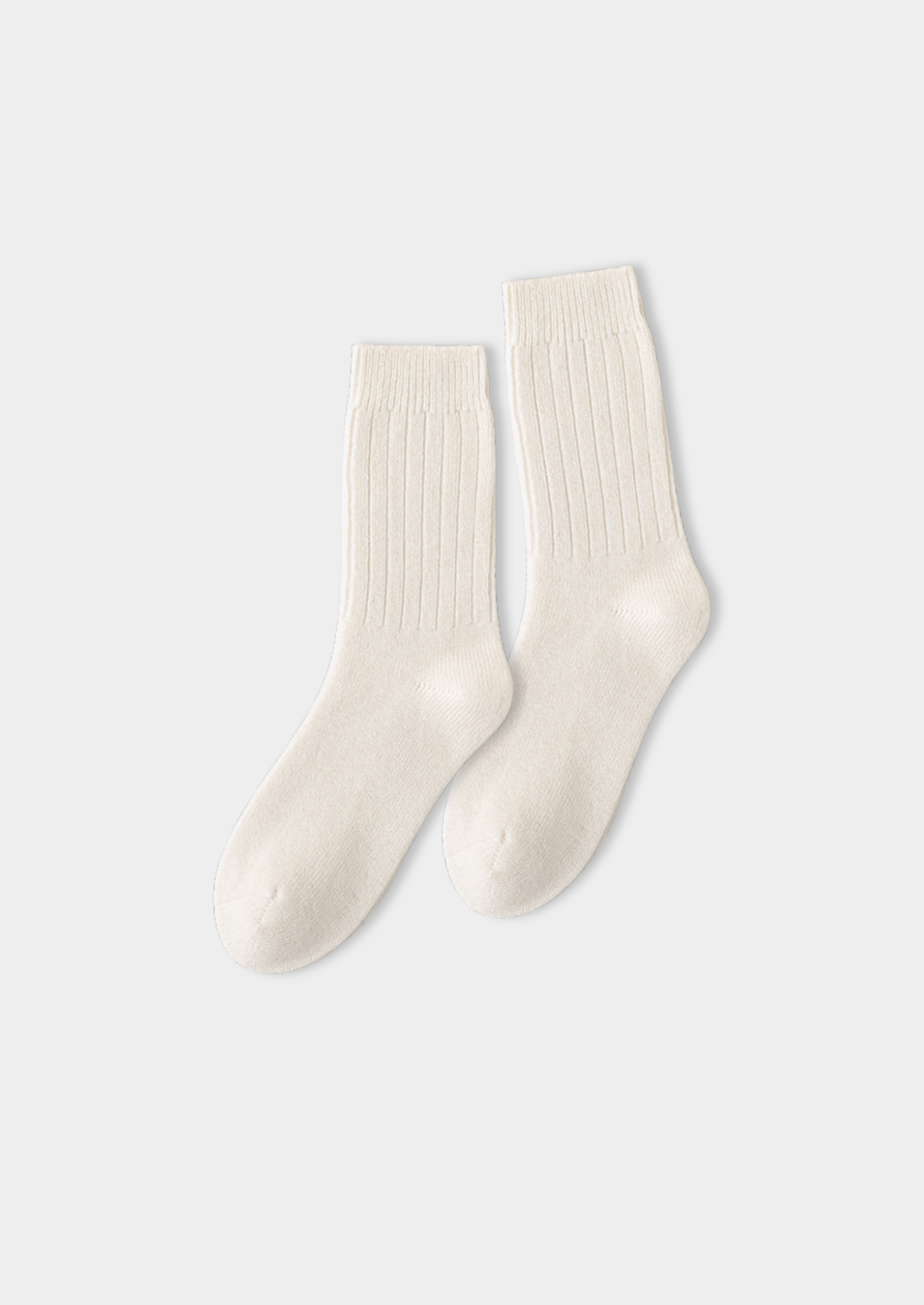 Meias Caneladas Ultra Macias em Lã Merino Marfim
