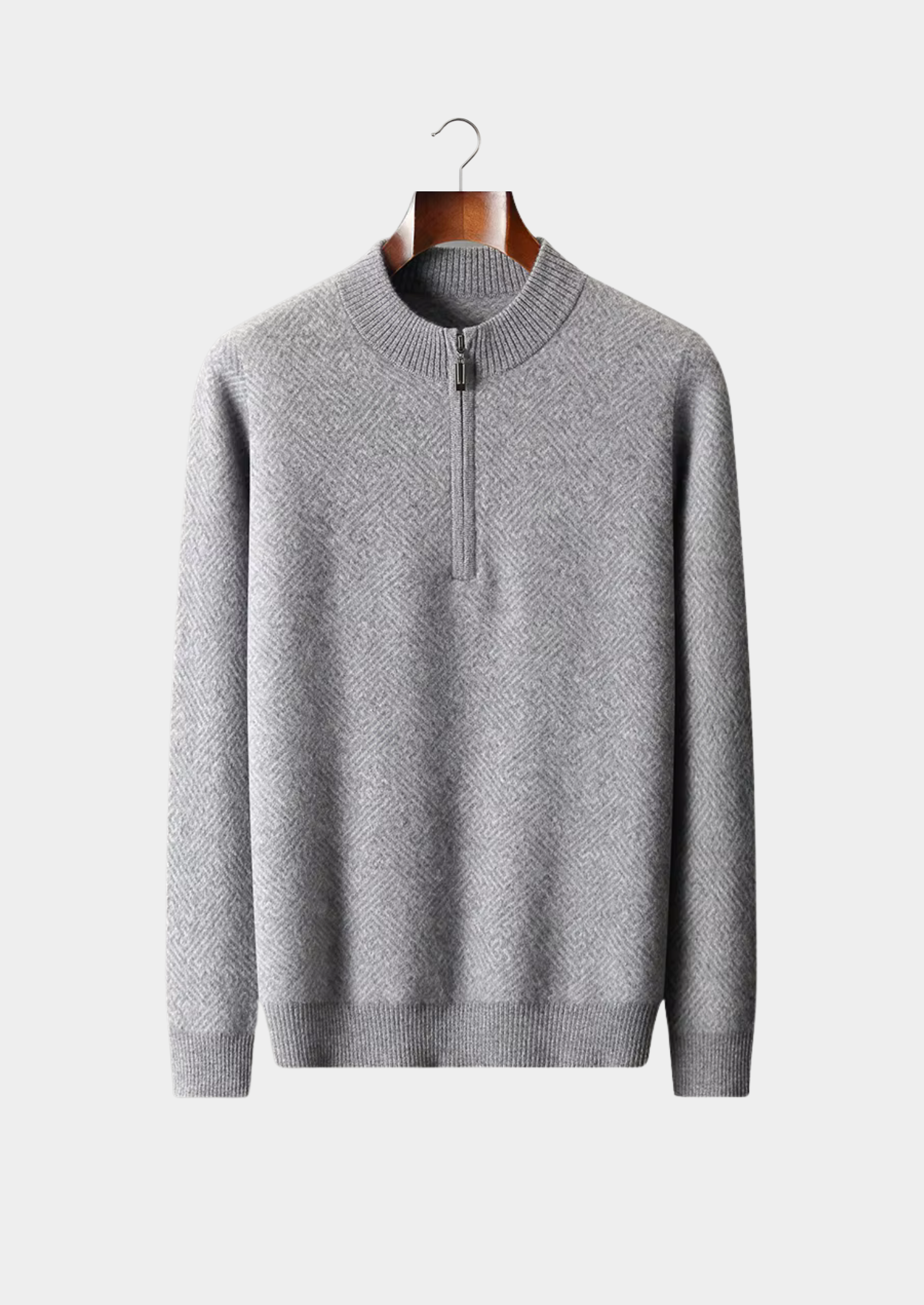 Suéter Premium Cashmere Estampado com Meio Zíper