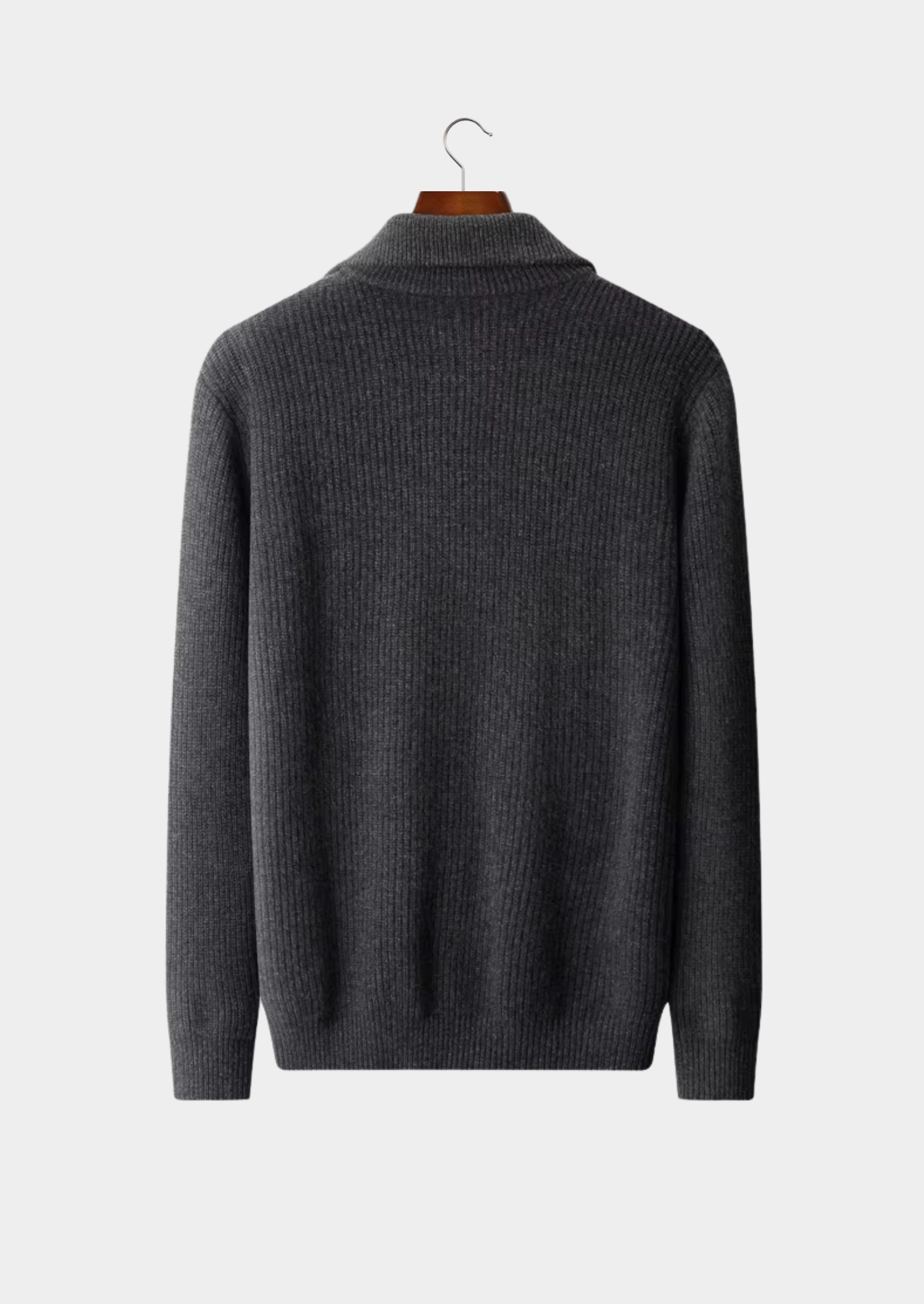 Cardigan de Lã Merino Extrafina com Gola Funil e Zíper Duplo