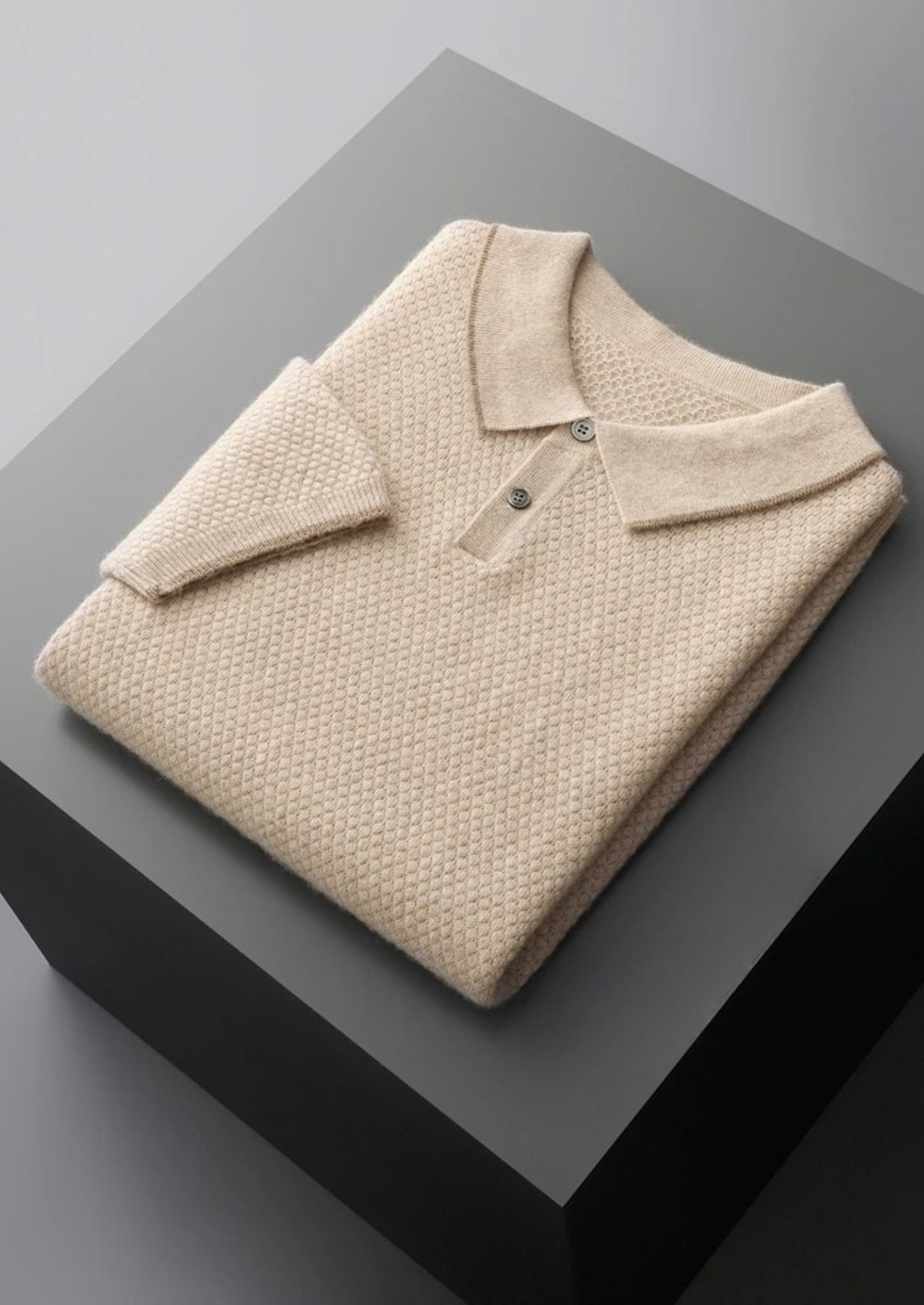 Polo Bicolor Marfim em Cashmere Premium