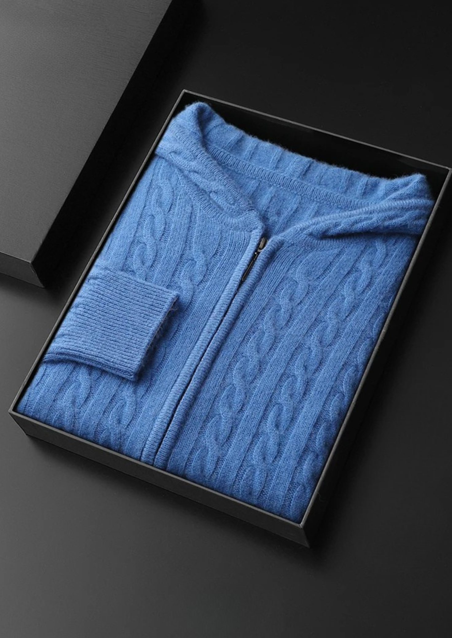 Moletom Premium em Cashmere com Zíper e Tricô Trançado