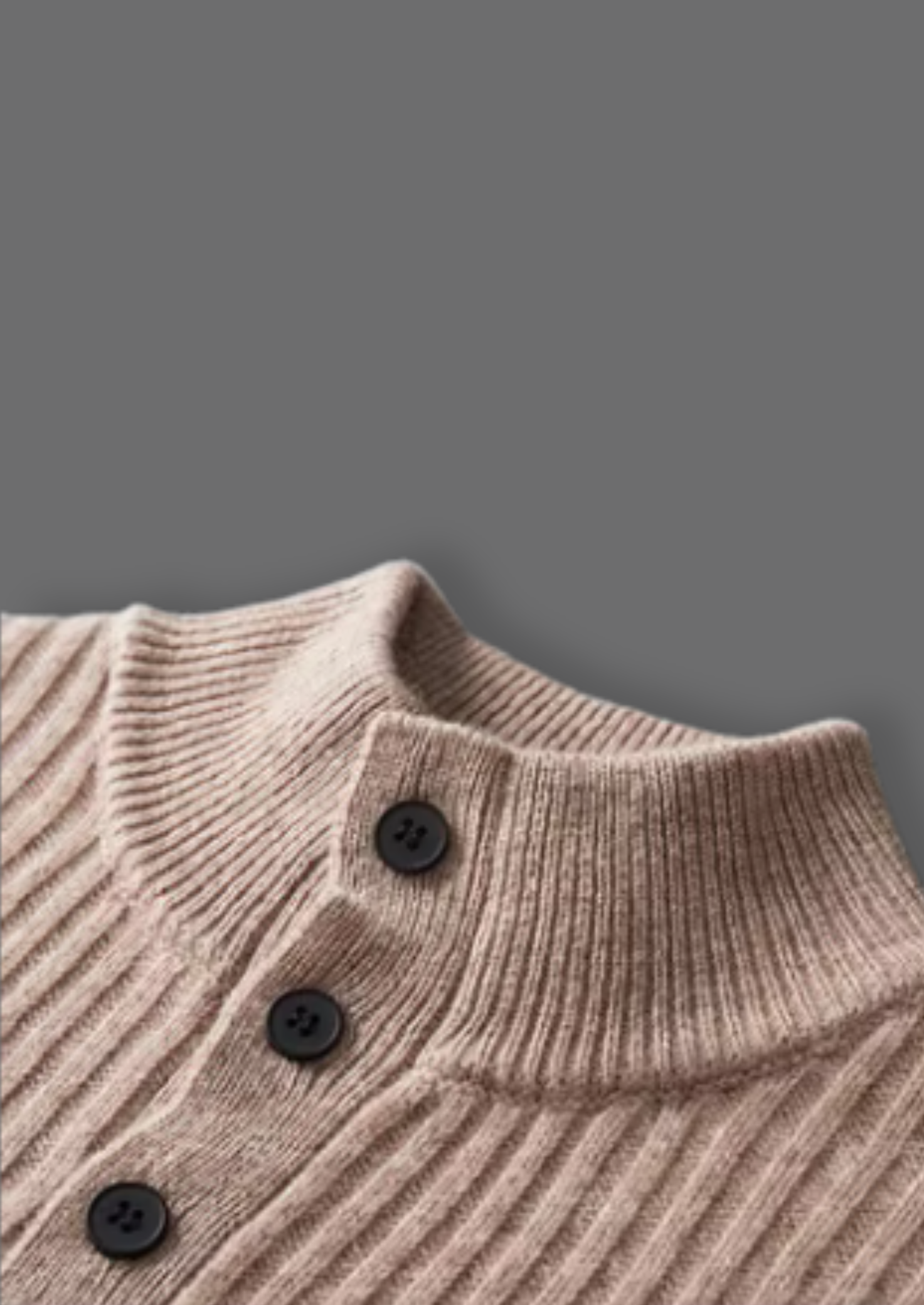 Suéter Henley Canelado em Lã Merino Extrafina