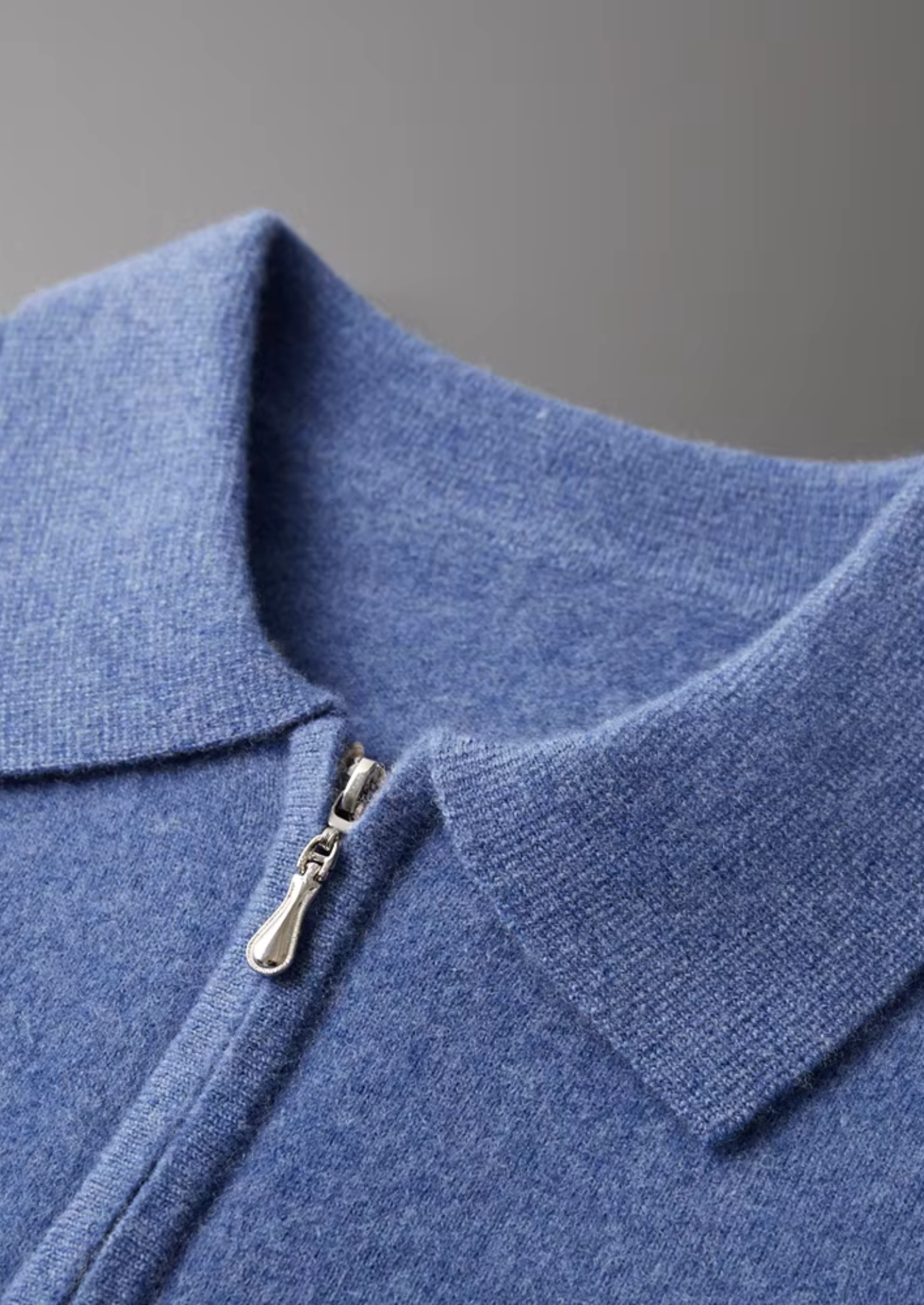 Polo Meio Zíper em Lã Merino Extrafina Pura