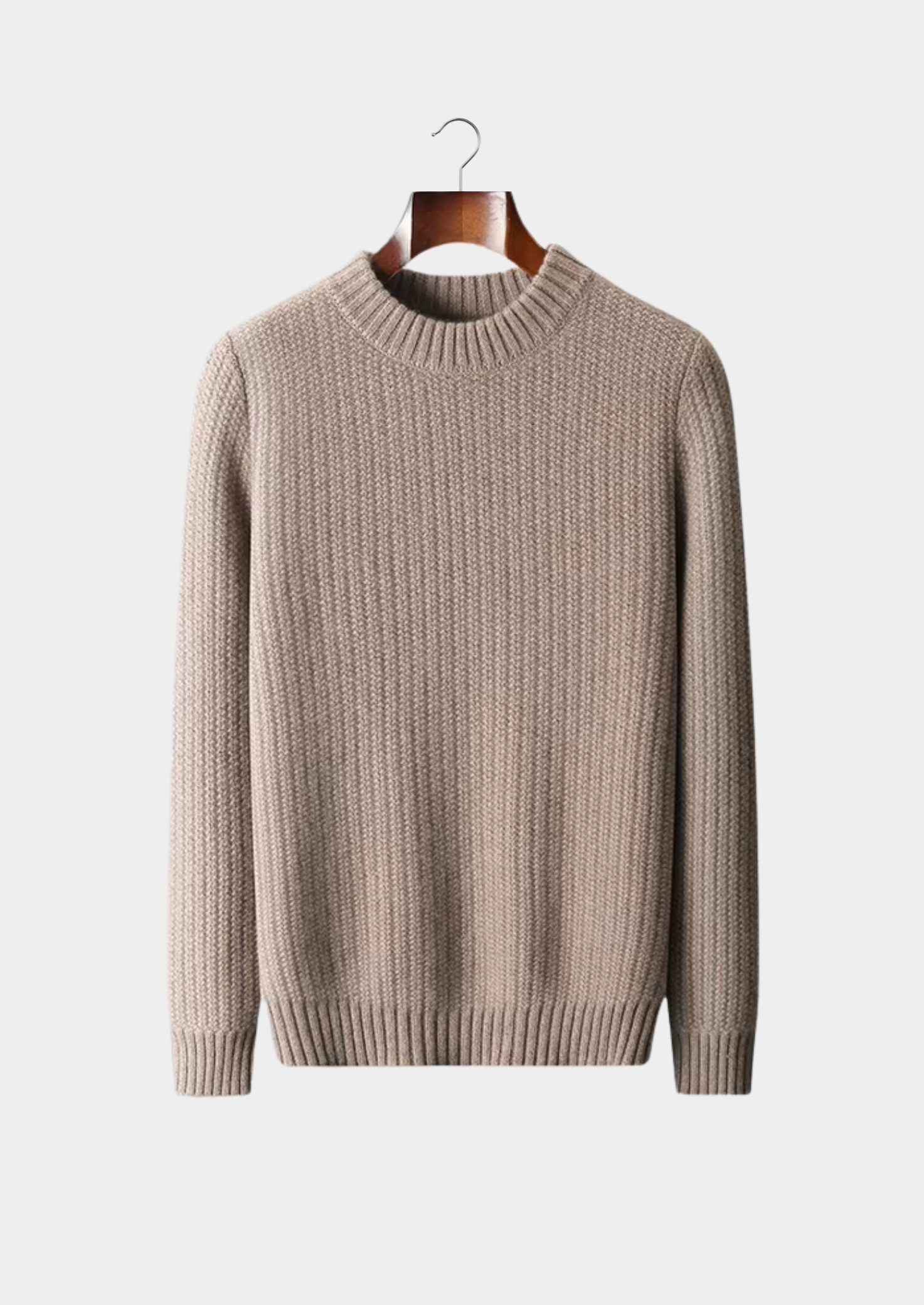 Suéter Gola Careca Cashmere Puro Encorpado Bege