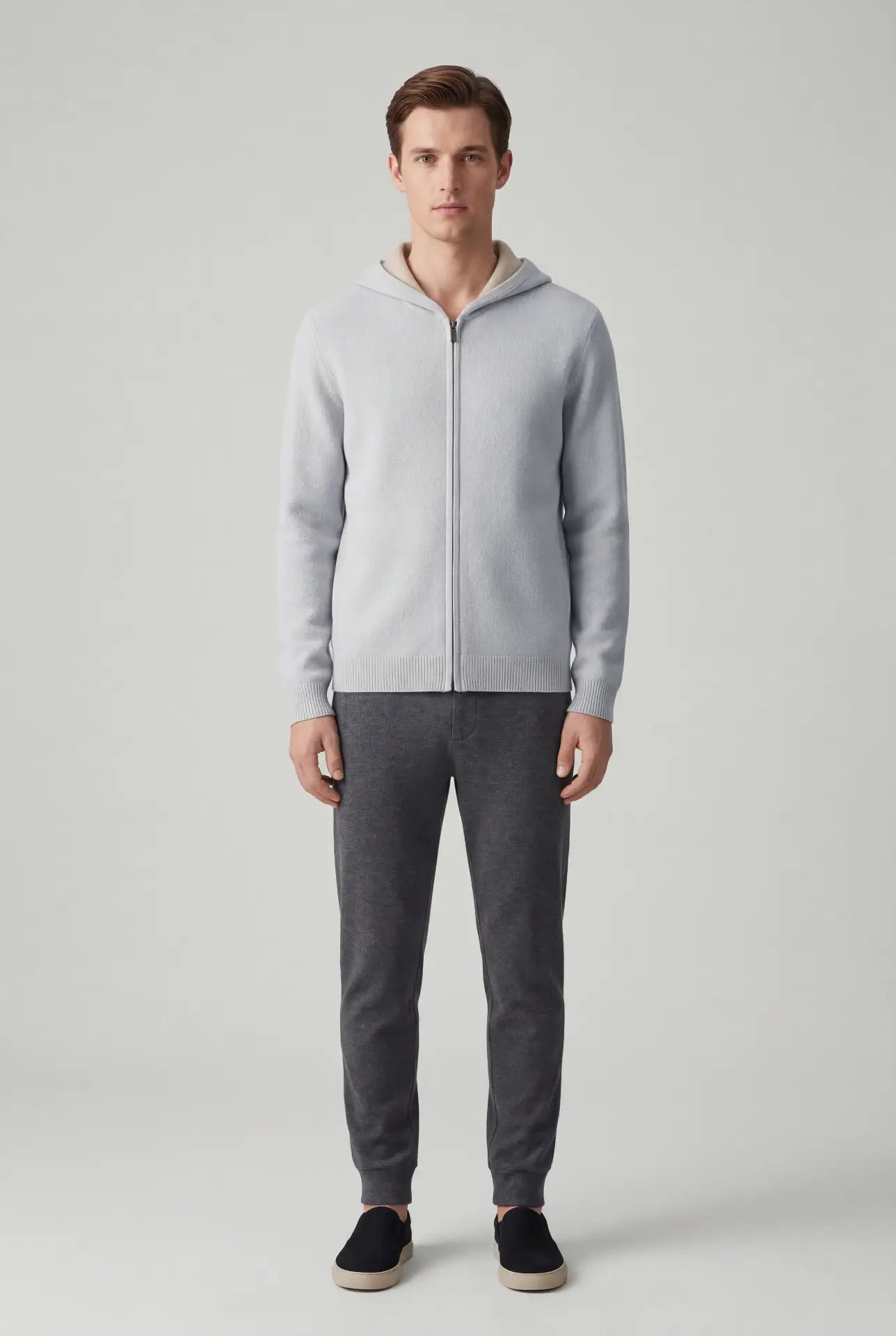 Silver Grey Cashmere Drape Cardigan