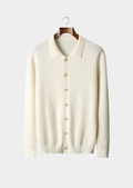 Cardigan Cashmere Puro Texturizado com Botões Marfim