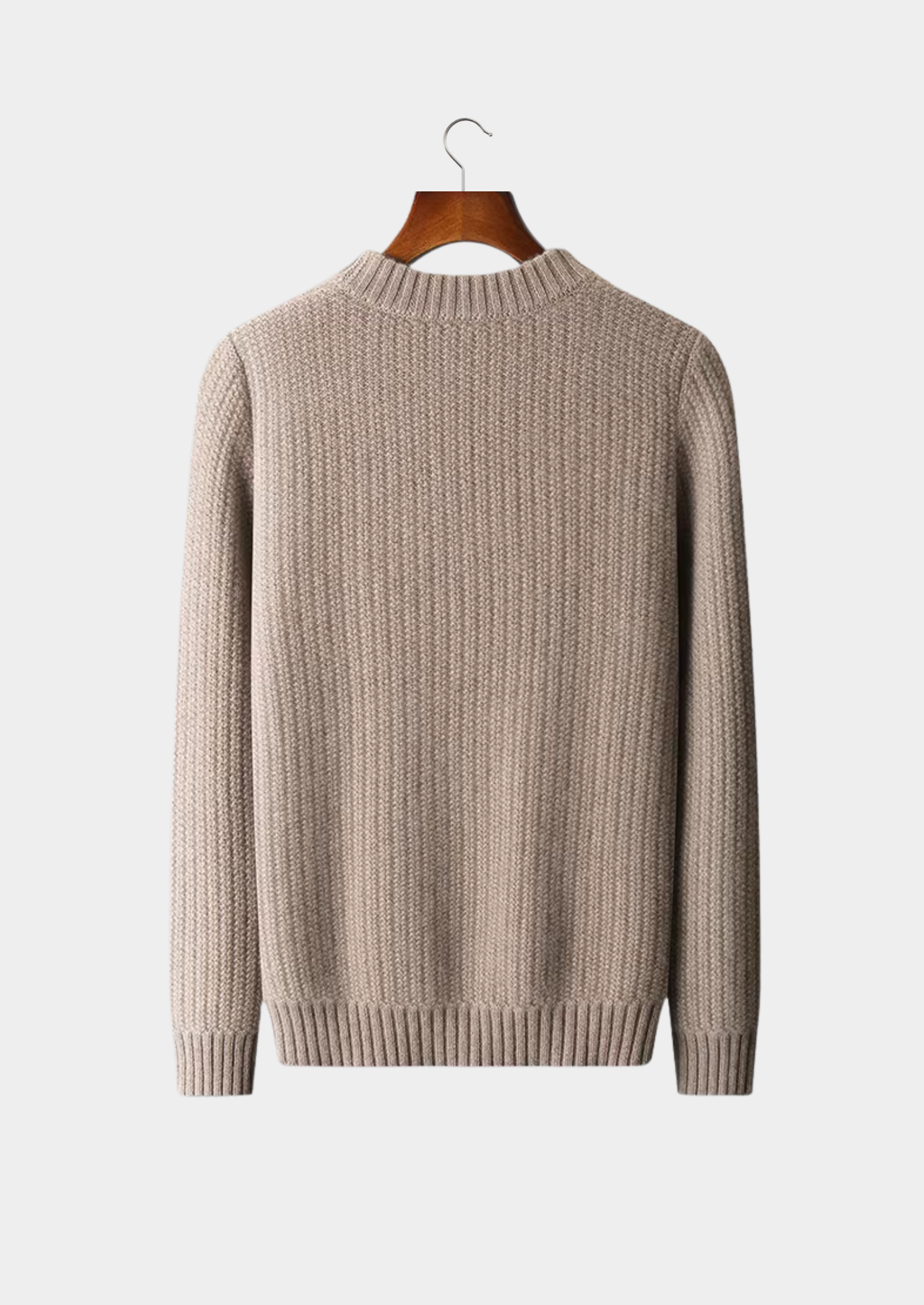 Suéter Gola Careca Cashmere Puro Encorpado Bege