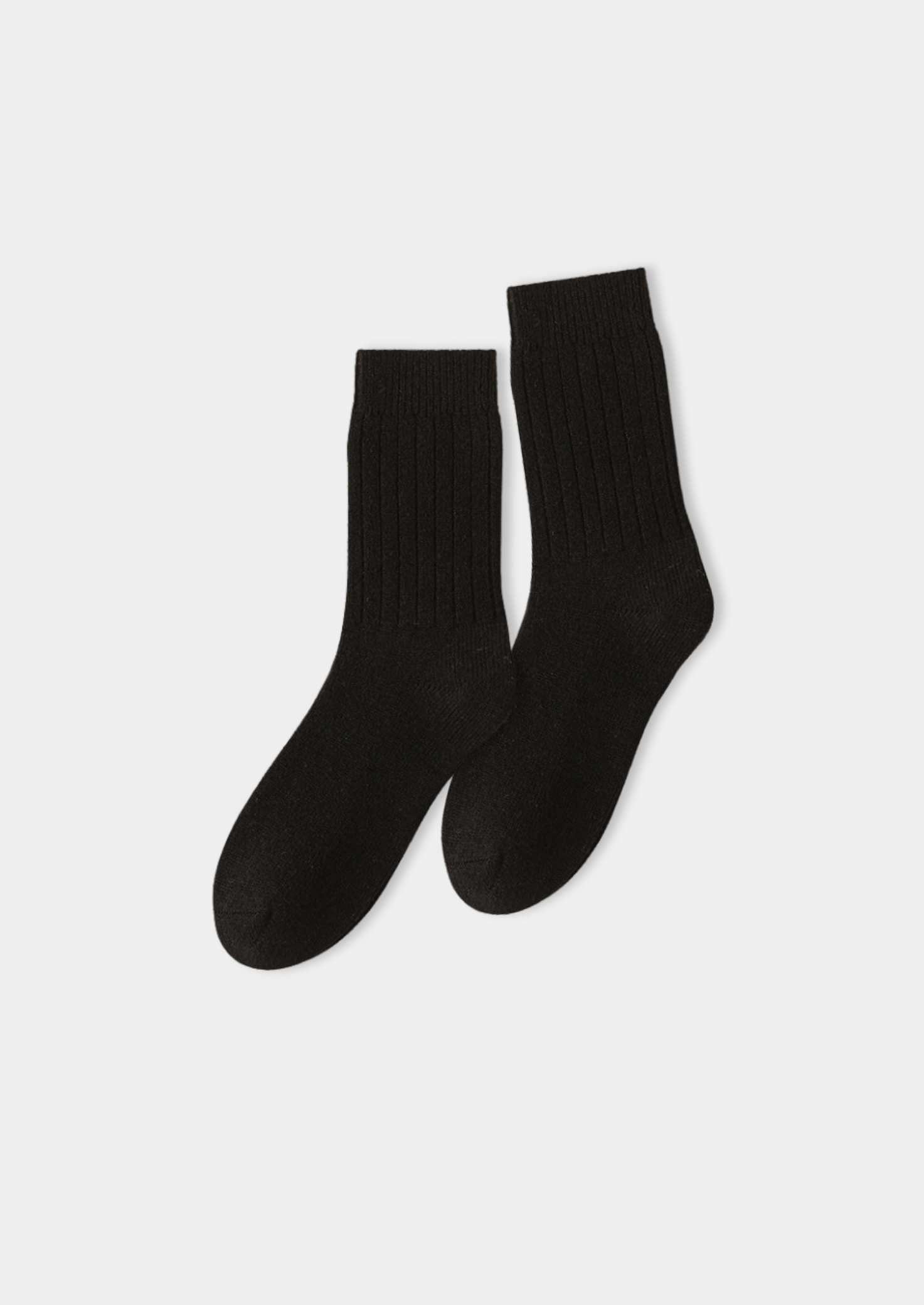 Meias Caneladas Ultra Macias em Lã Merino Preto