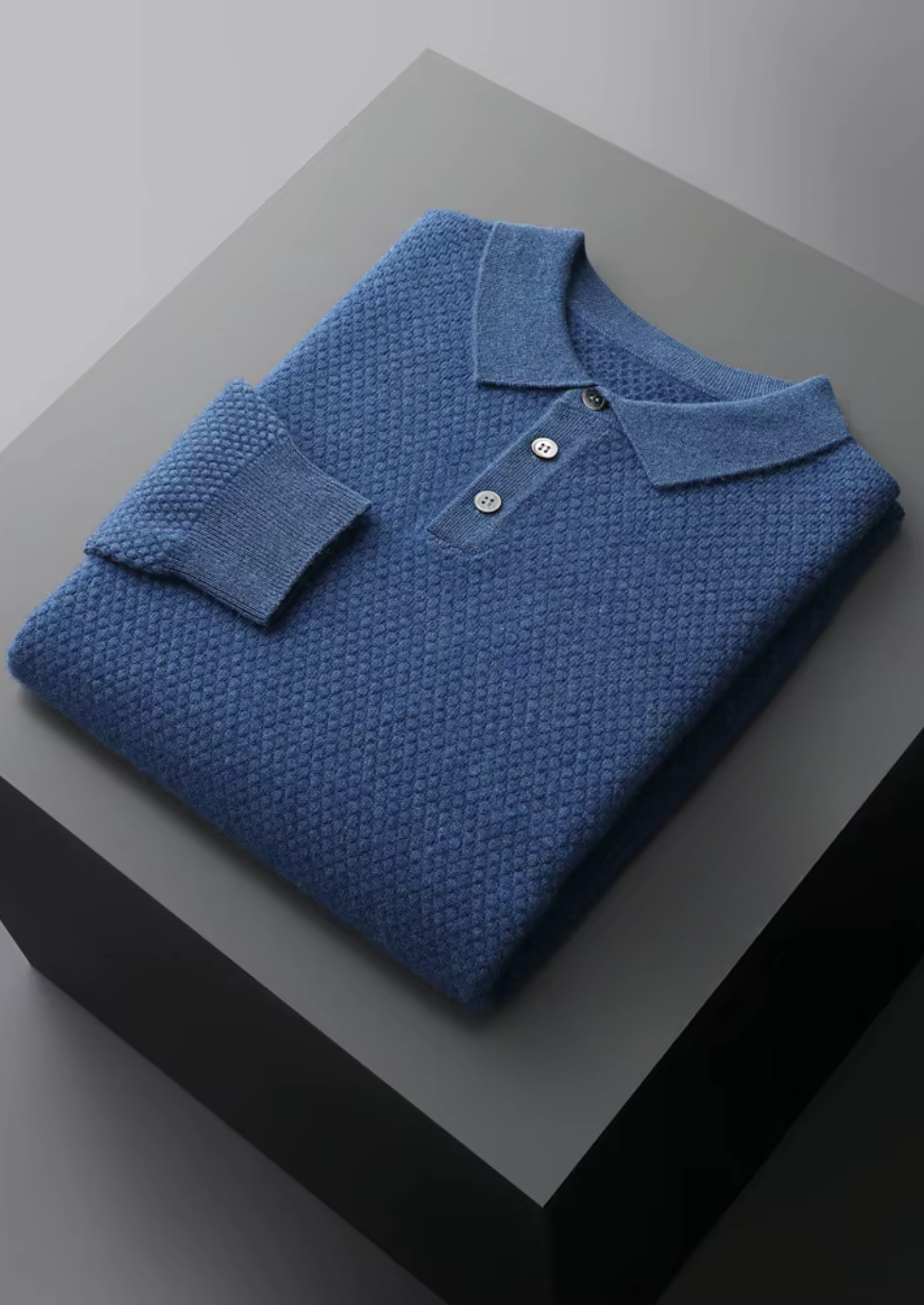Polo de Tricô Texturizado em Caxemira Premium