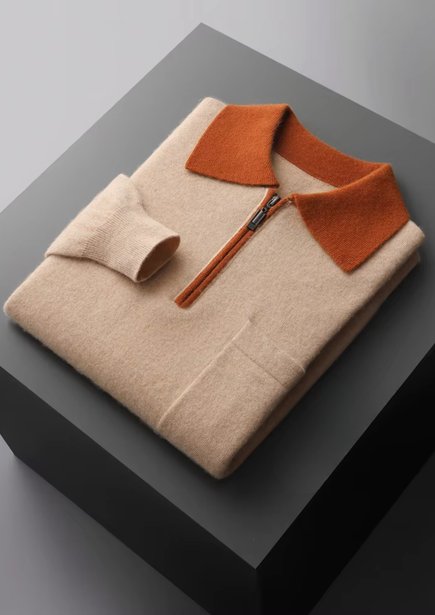 Polo Premium Cashmere Bicolor com Zíper