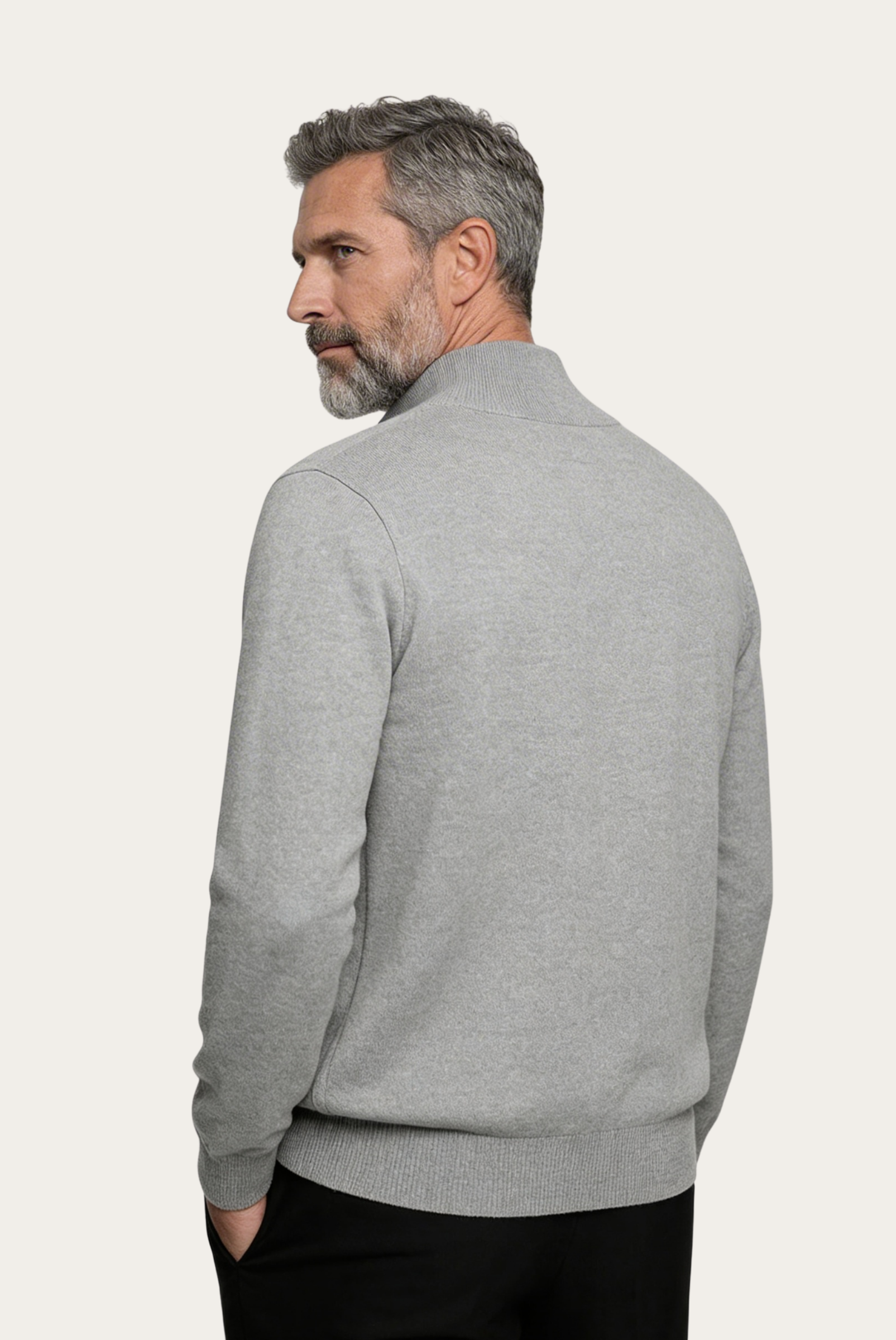 Cardigan de Cashmere Dupla Face Cinza Claro