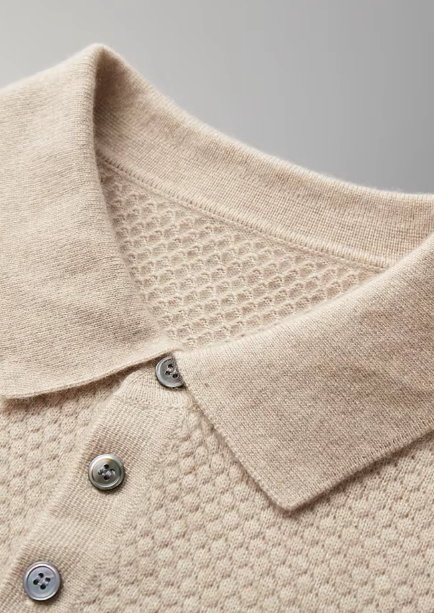 Polo de Tricô Texturizado em Caxemira Premium