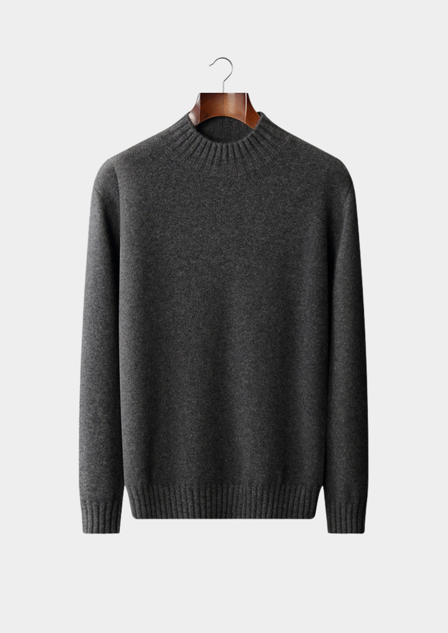 Suéter Gola Alta Cashmere Puro Cinza Escuro