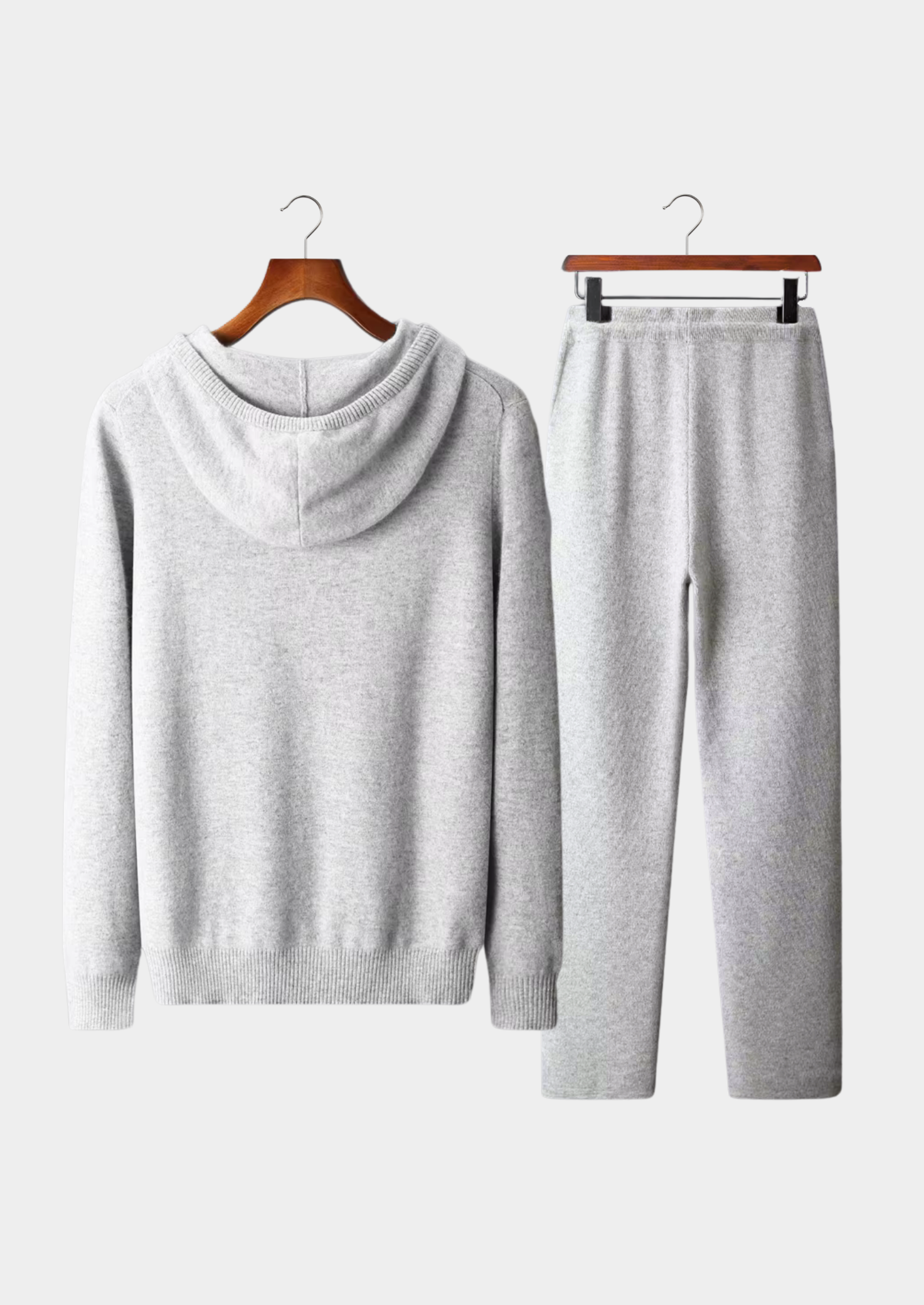 CONJUNTO SAVRO EM LÃ MERINO PURA EXTRAFINA CINZA CLARO